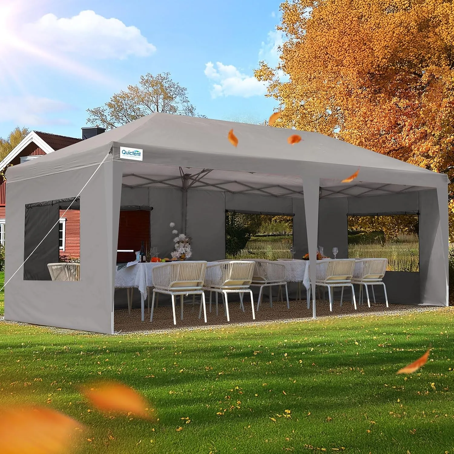 Quictent Faltpavillon 3x6m wasserdicht | Partyzelt, Gartenpavillon, stabil, mit Seitenwänden, UV-Schutz 50+, Tragetasch…