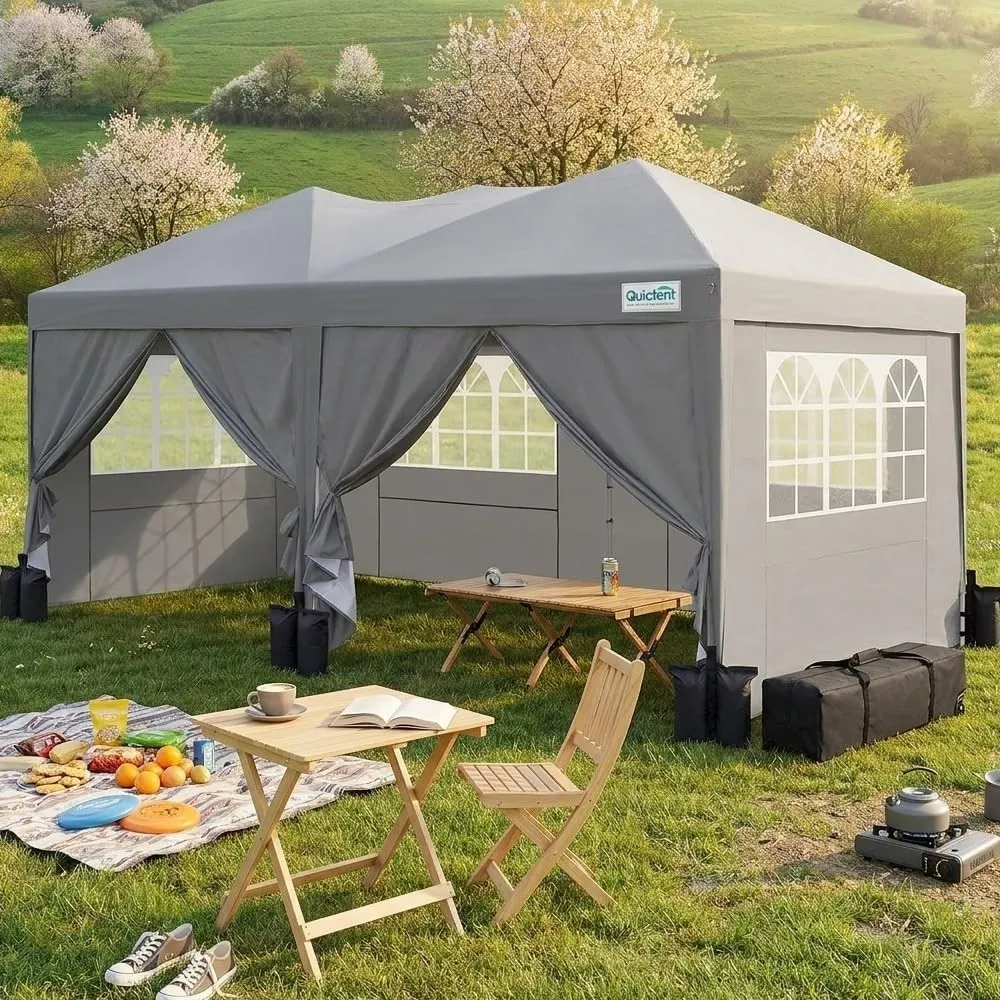 Quictent Faltpavillon 3x6m wasserdicht | Partyzelt, Pop-Up Pavillon, Gartenpavillon, stabil, mit Seitenwänden, UV-Schut…