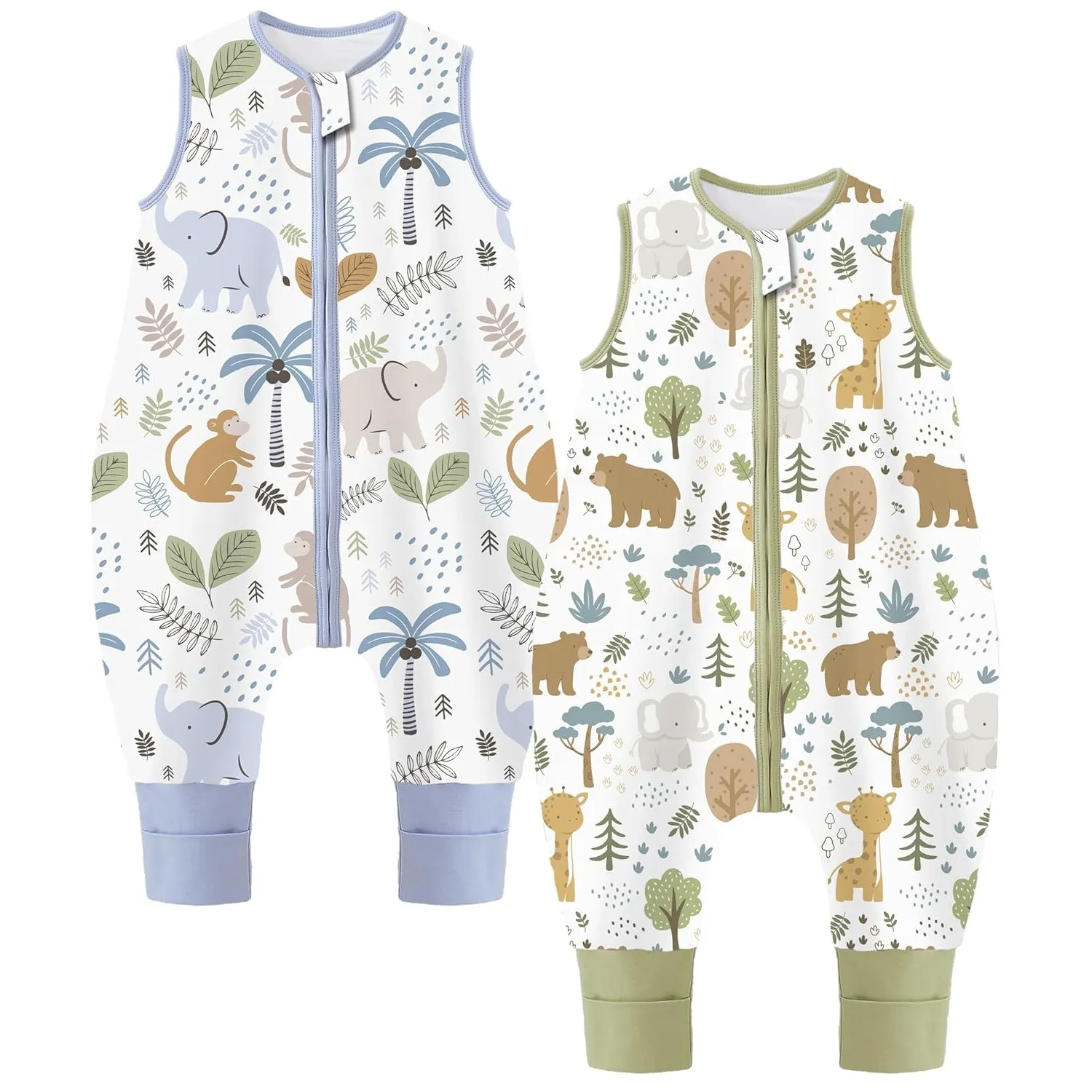 Chilsuessy Baby Schlafsack mit Füßen 2er Pack 1 Tog Kinder Sommer Schlafsack mit Beinen 100% Baumwolle Schlafstrampler …