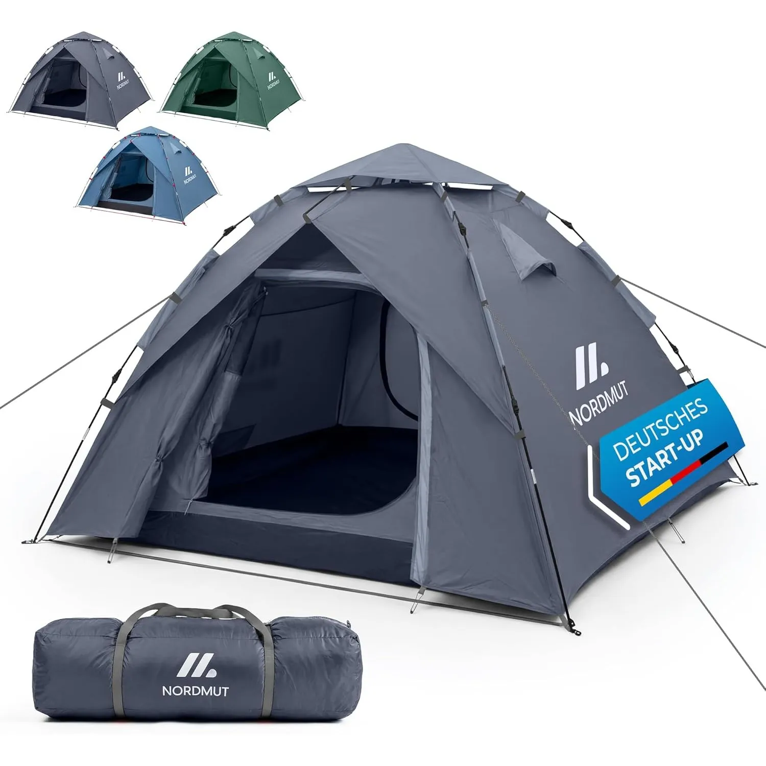NORDMUT® Wurfzelt 2-4 Personen für blitzschnellen Aufbau – Pop Up Zelt 2-4 Personen wasserdicht & UV-Schutz – Campingze…
