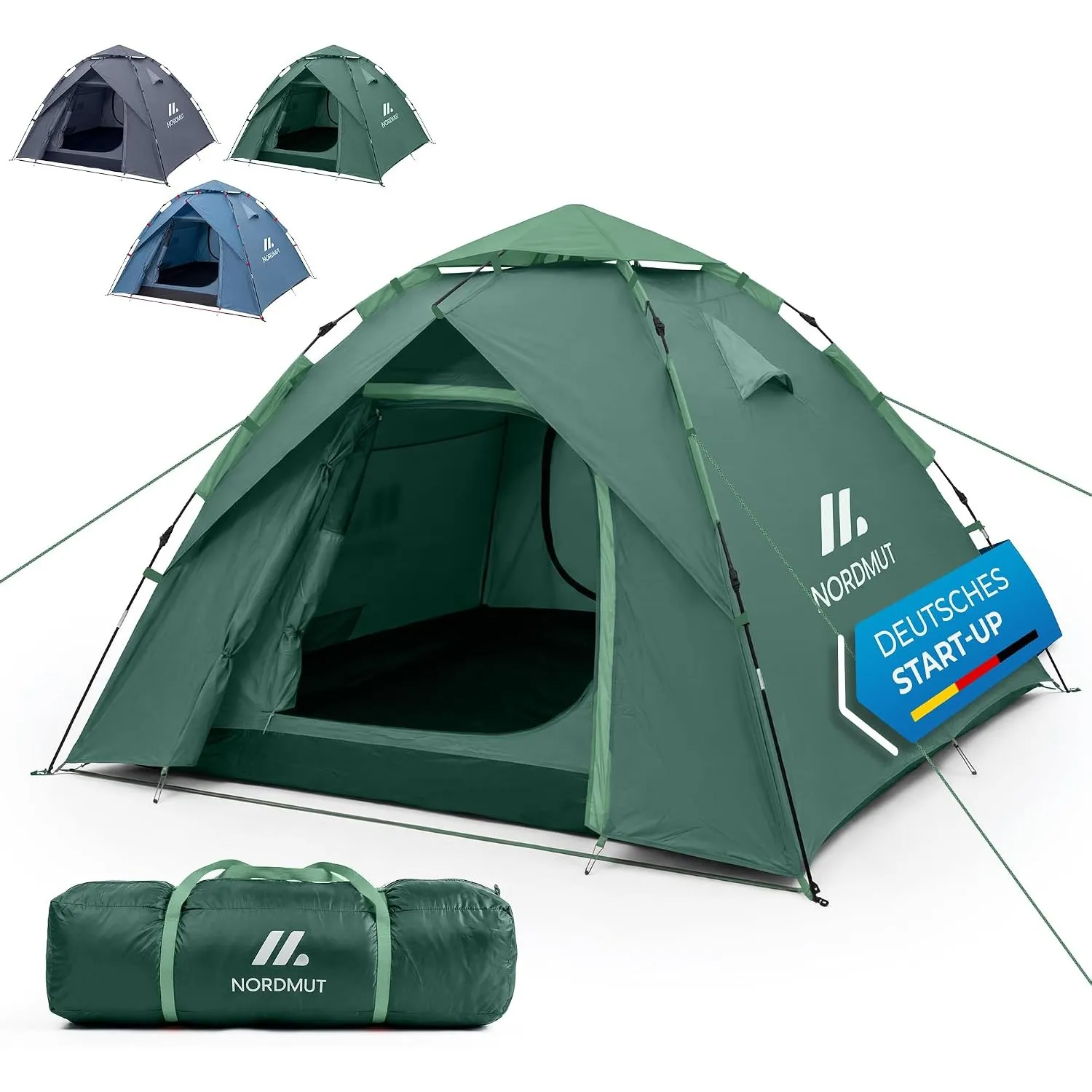 NORDMUT® Wurfzelt 2-4 Personen für blitzschnellen Aufbau – Pop Up Zelt 2-4 Personen wasserdicht & UV-Schutz – Campingze…