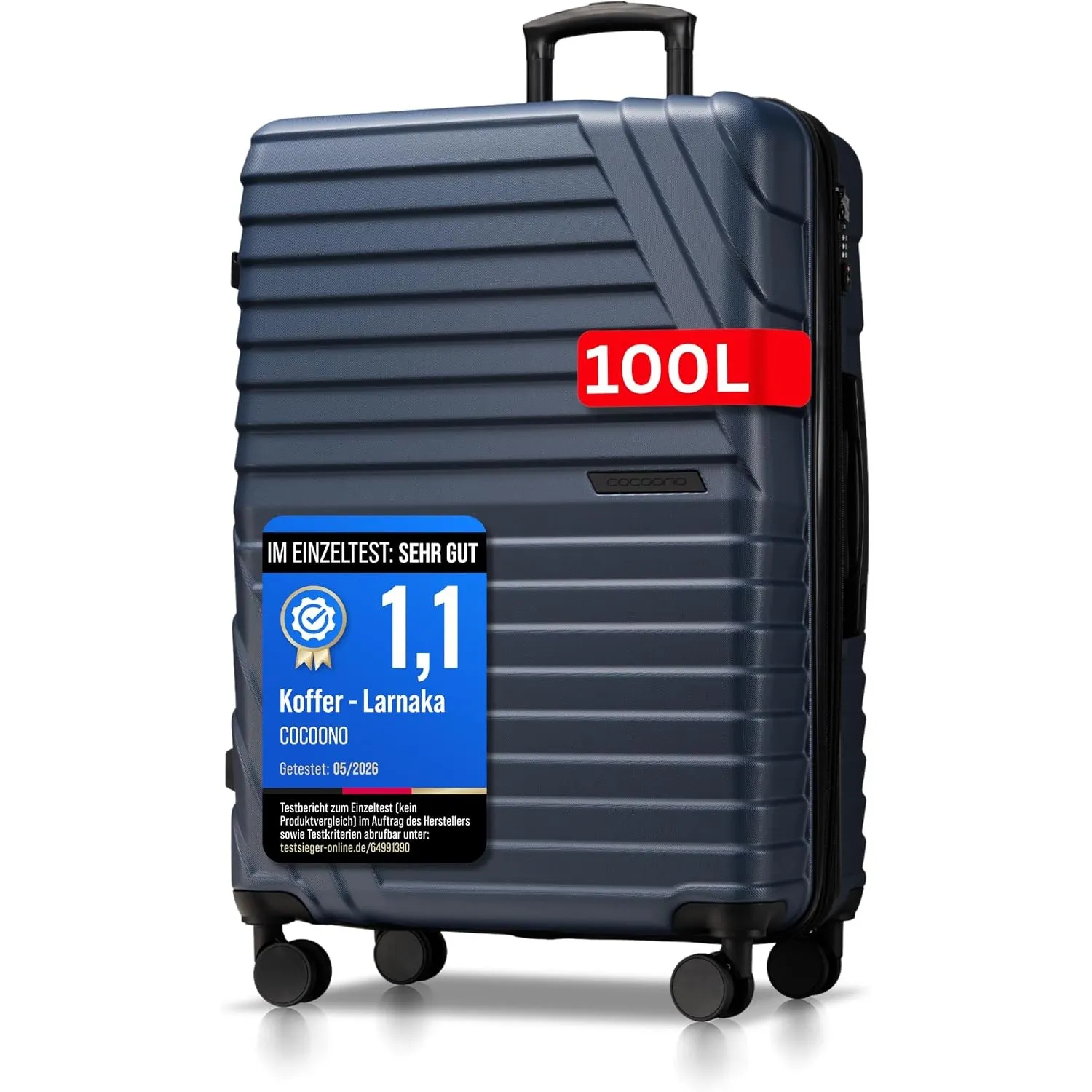 Cocoono Hartschalenkoffer XL Groß - 100L Volumen erweiterbar auf 117L - 158cm Gurtmaß - 8 Rollen 360° drehbar - Leichte…
