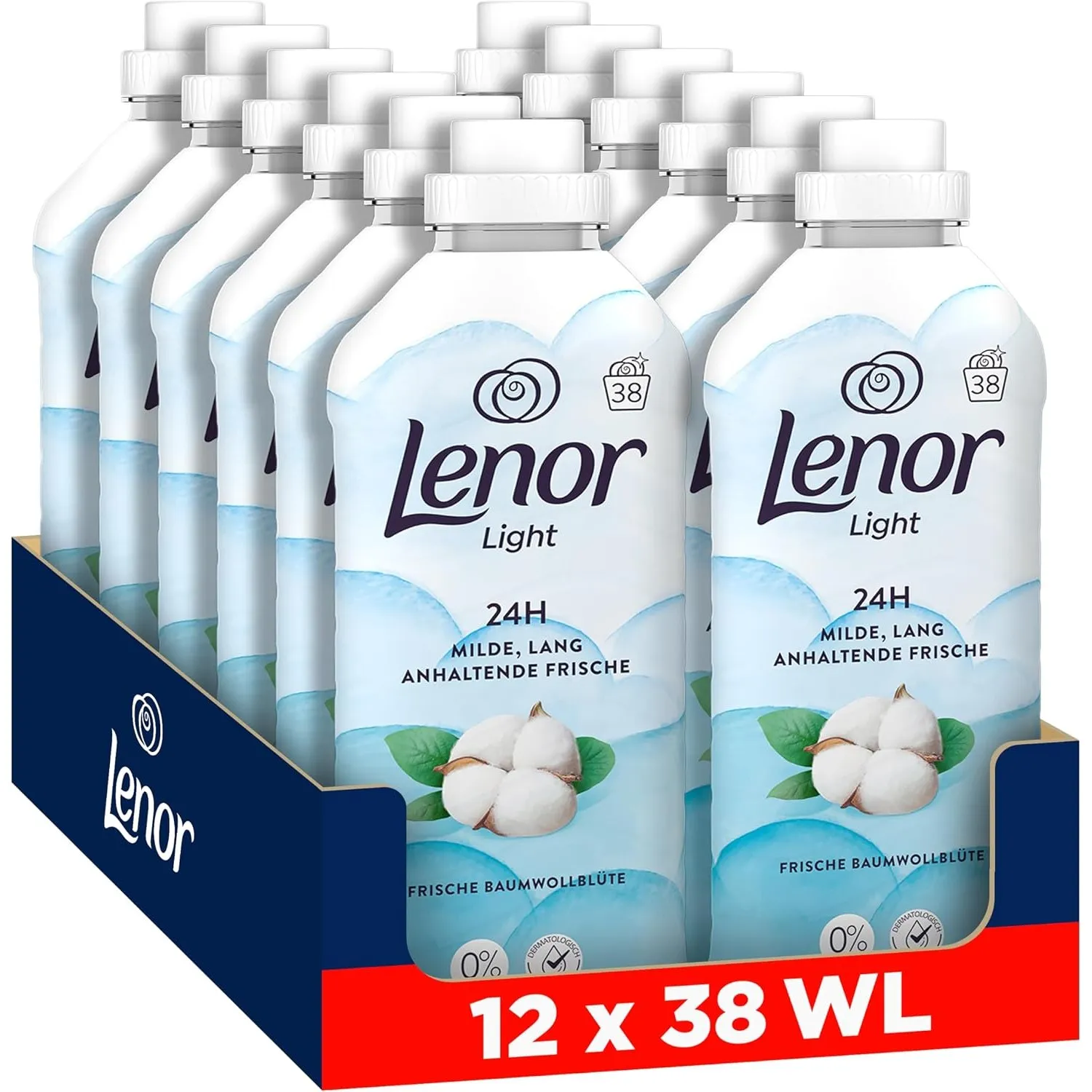 Lenor Weichspüler Light Frische Baumwollblüte, 12x38 Wäschen