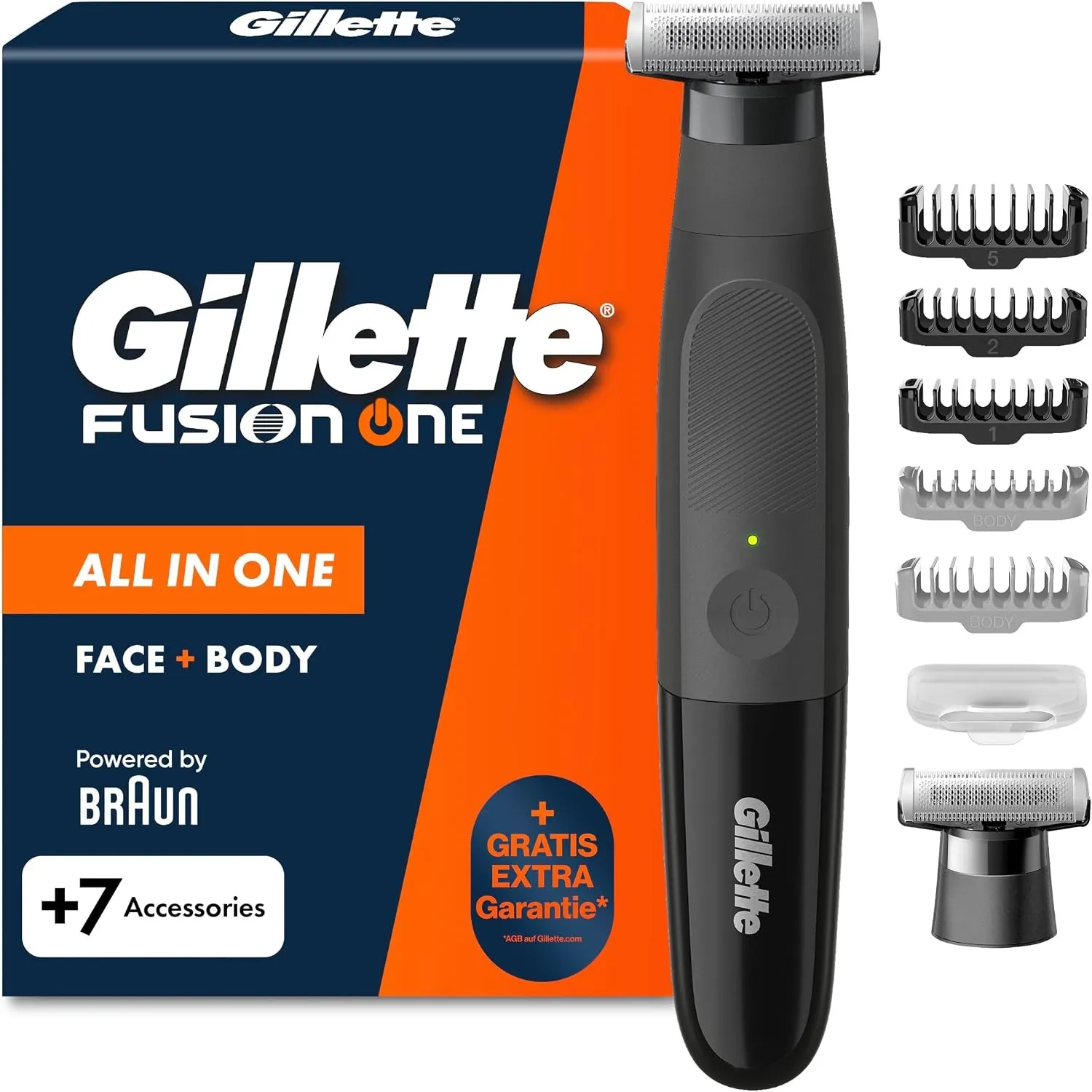 Gillette Fusion One Hybrid Rasierer Herren Elektrisch, Schwarz