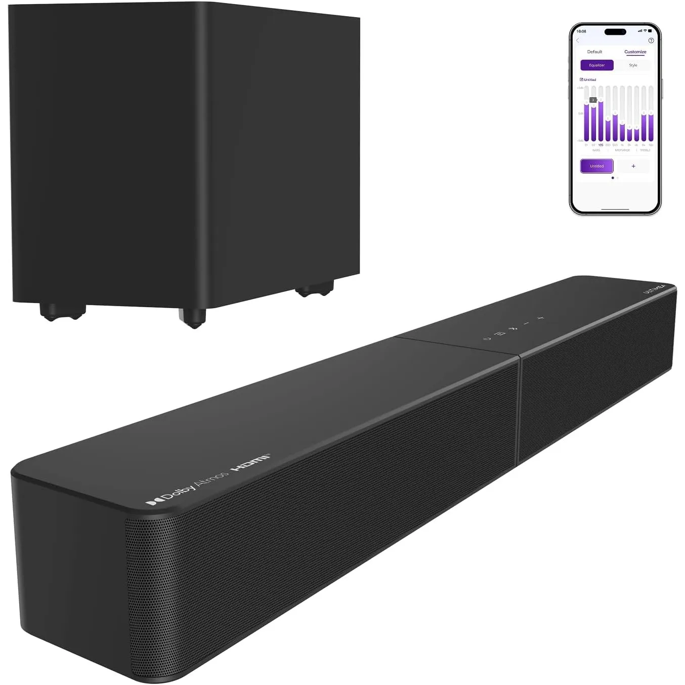 ULTIMEA Dolby Atmos 2.1 Soundbar mit kabellosem Subwoofer, Poseidon M40