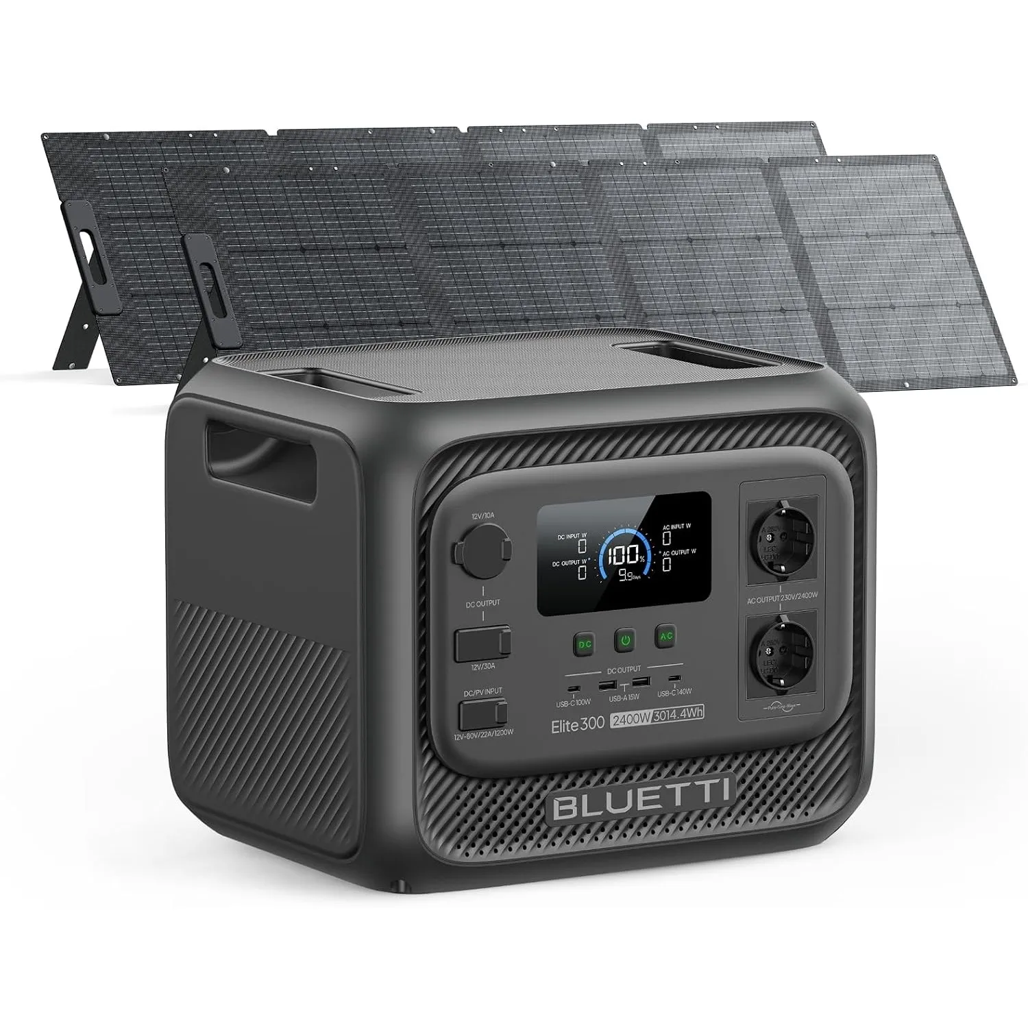 BLUETTI Elite 300 Stromgenerator mit 2x200W Solarpanele, 3014,4 Wh LiFePO4 Akku mit 2400W AC Ausgängen (4800W Surge), K…