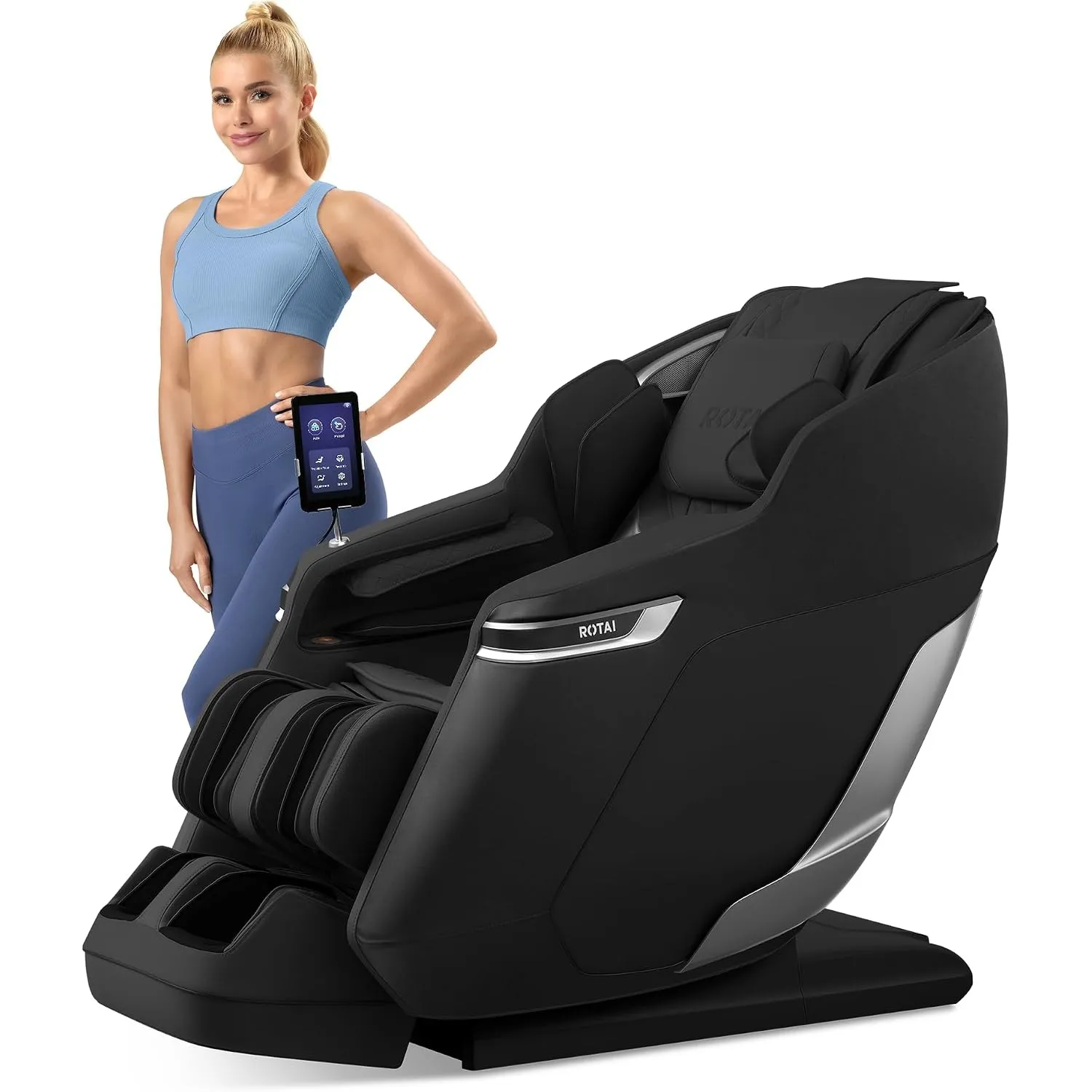 ROTAI x Pamela Reif - 4D Massagesessel, SL-Track Ganzkörpermassage mit Bodyscan, Zero Gravity, Luftkissenmassage, Heizu…