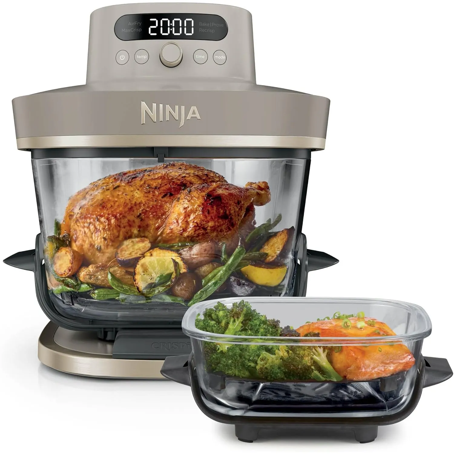 Ninja CRISPi PRO XL Glas-Heißluftfritteuse, 5 Funktionen, Stone Gold
