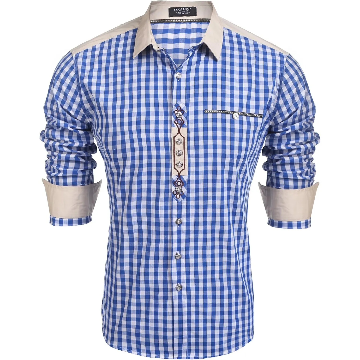 COOFANDY Hemd Herren Langarm Trachtenhemd Kariertes Oktoberfest Hemd Freizeithemd Karohemden Herrenhemden mit Baumwolle…