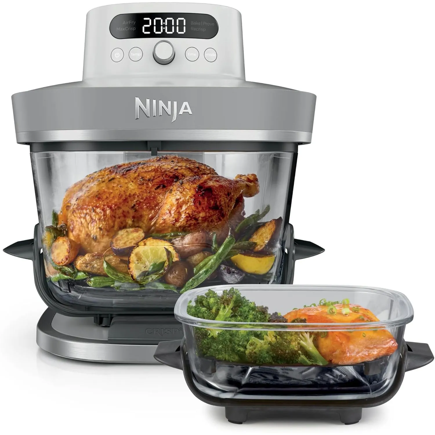 Ninja CRISPi PRO XL Glas-Heißluftfritteuse (Air-Fryer), Weiß AS090EUWH | 5 voreingestellte Zubereitungsfunktionen, inkl…