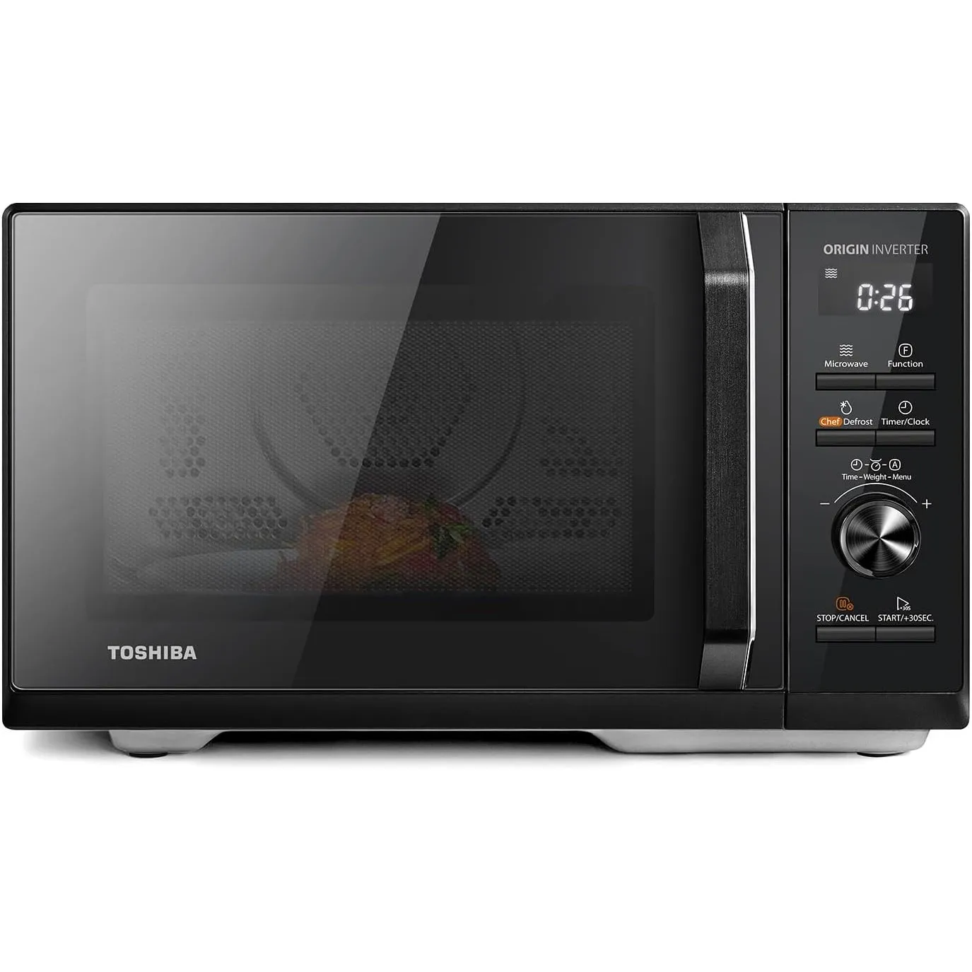 Toshiba MW3-AC26SFI(BK) Mikrowelle 6-in-1 mit Grill, Heißluft, Inverter, 26L, 1000W, Auftaufunktion, Freistehend, 5kg, …