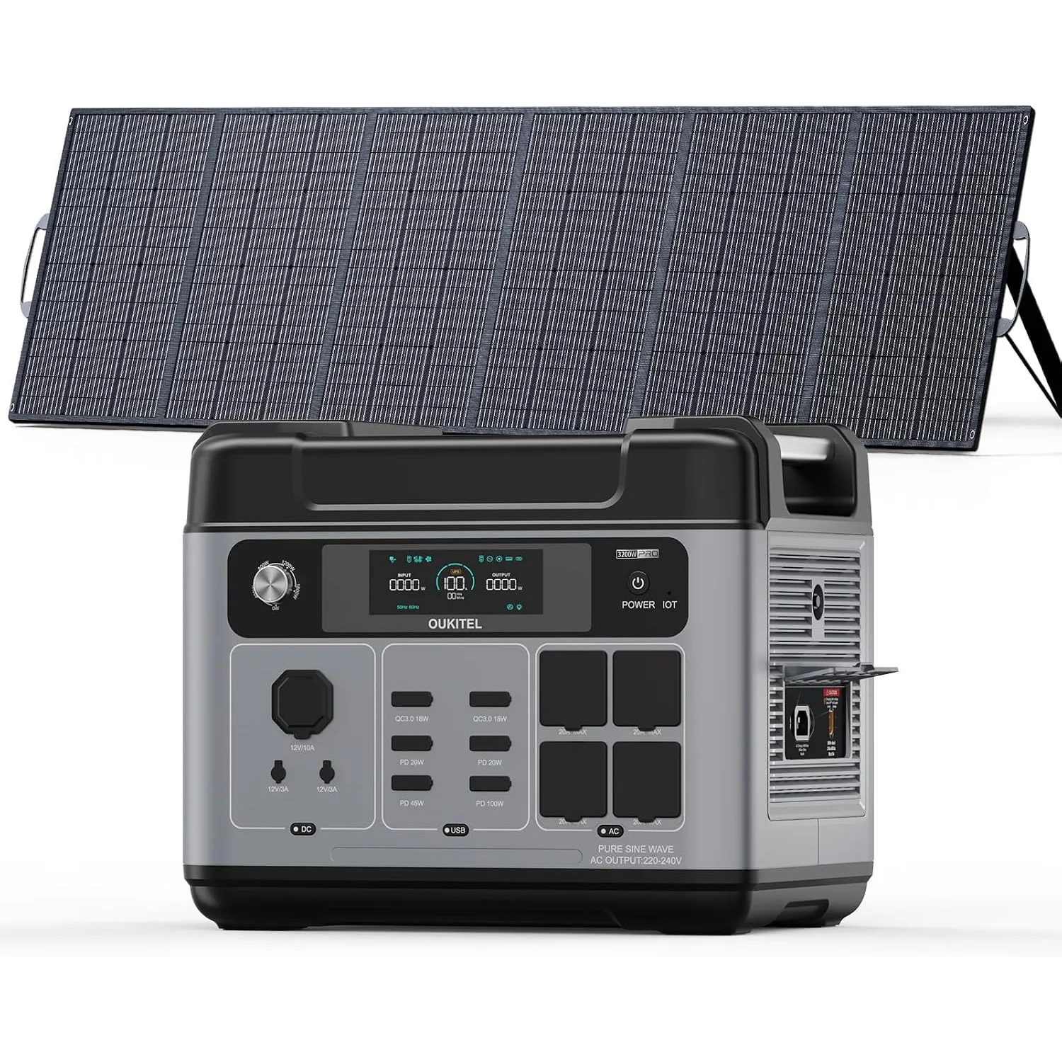 P2001E Pro 3200W (7200W Peak) Tragbare Powerstation Mit 500-W-Solarpanel, 2048Wh Solargenerator mit LiFePO4 Akku, 0–80%…