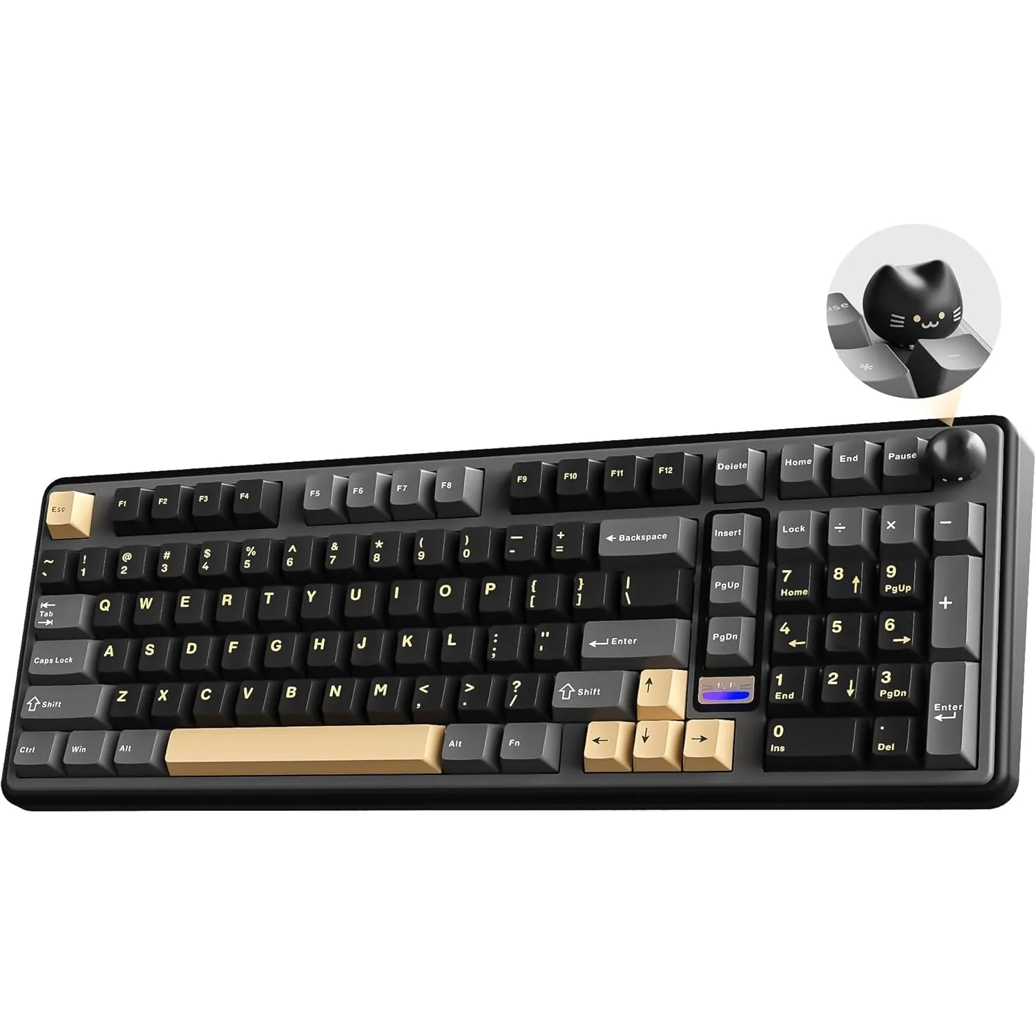 YUNZII B98 PRO QMK/VIA Gaming-Tastatur, 96% Kabellose Mechanische Tastatur mit Nummernblock Niedlichem Katzenknopf, BT/…