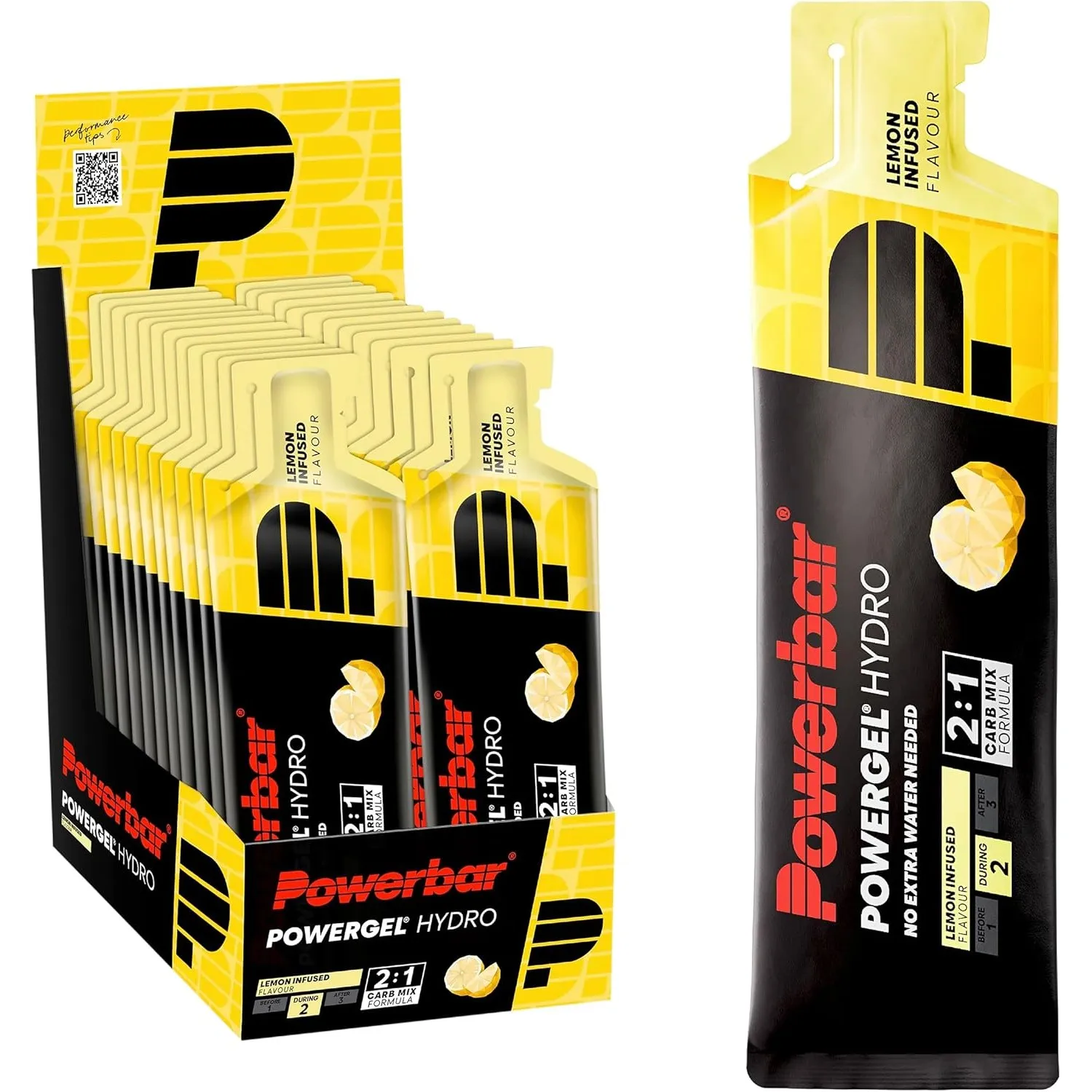 Powerbar - PowerGel Hydro - Lemon Infused - 24x67ml - High Carb Energie Gel - koffeinfrei - Natrium&Sodium
