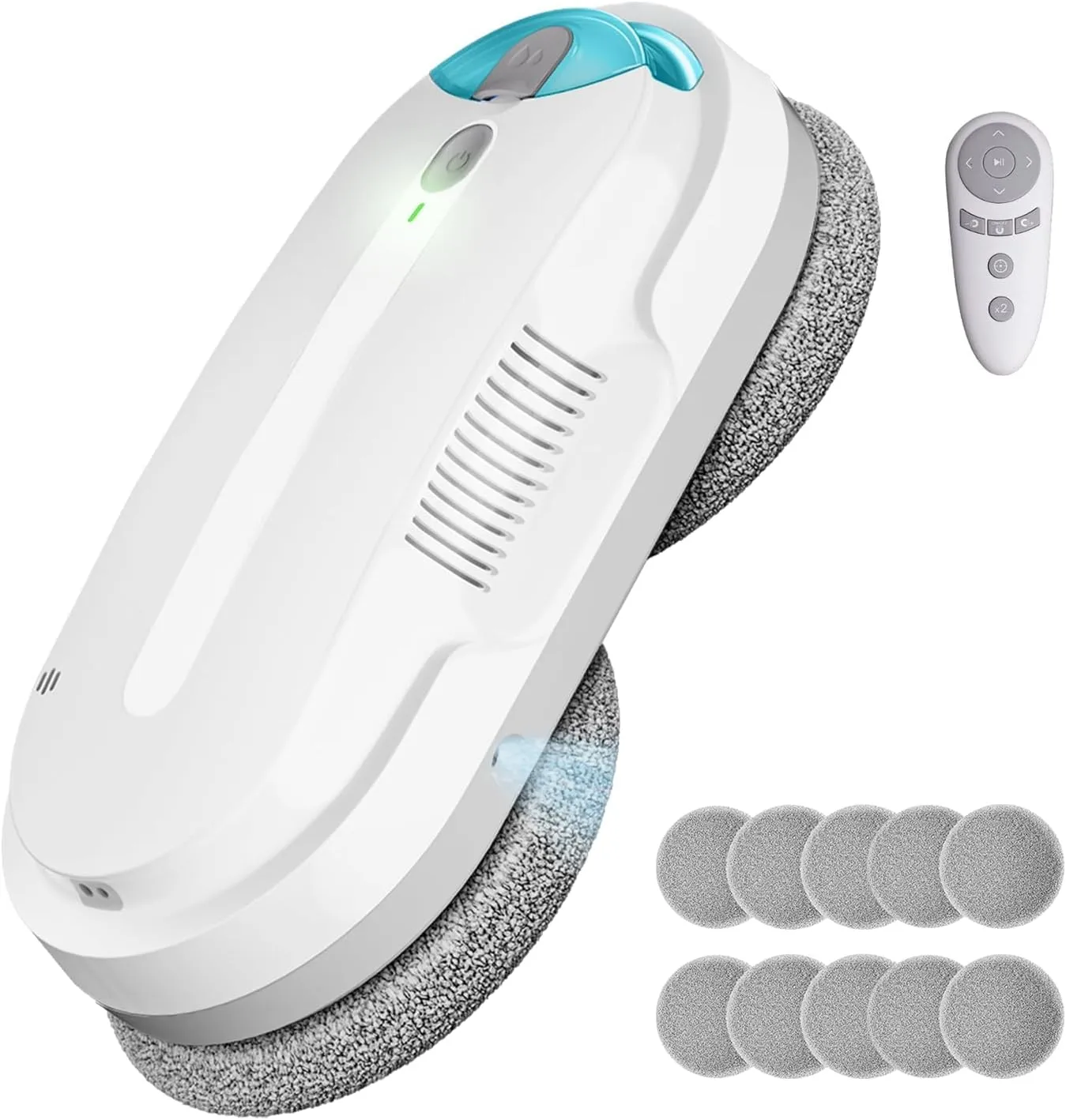 Fensterputzroboter mit Bidirektionaler Ultraschall-Wasserstrahl, Extern und Intern 85 ml Tank, Starker Saugkraft, Kante…