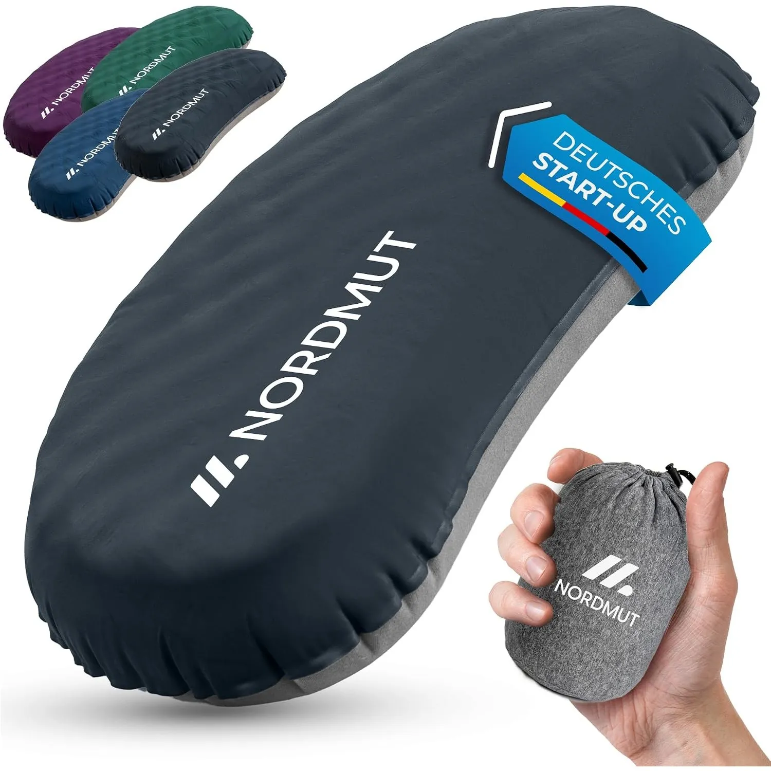 NORDMUT® Campingkissen aufblasbar [SoftSleep+] Komfortables Kissen Ultraleicht mit kleinem Packmaß – Reisekissen aufbla…