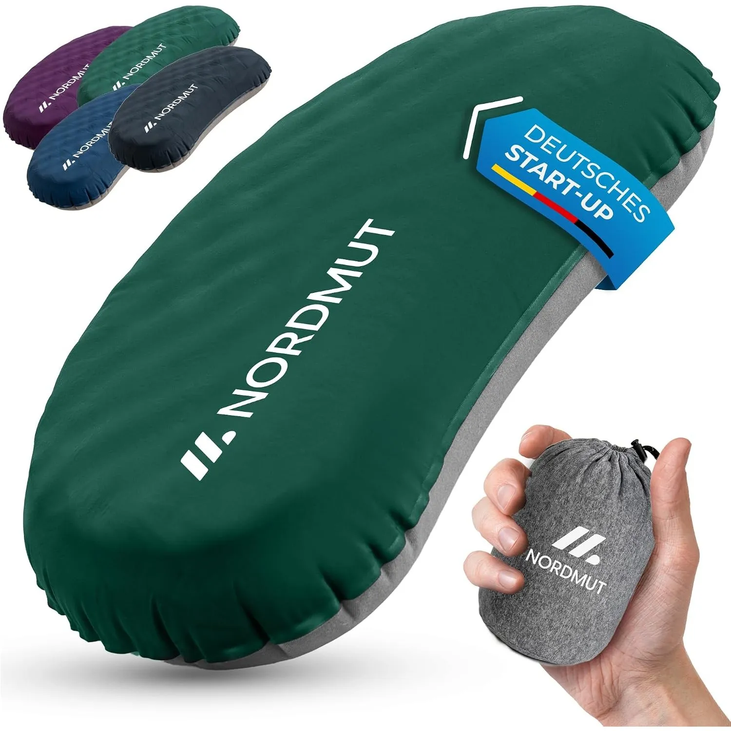 NORDMUT® Campingkissen aufblasbar [SoftSleep+] Komfortables Kissen Ultraleicht mit kleinem Packmaß – Reisekissen aufbla…
