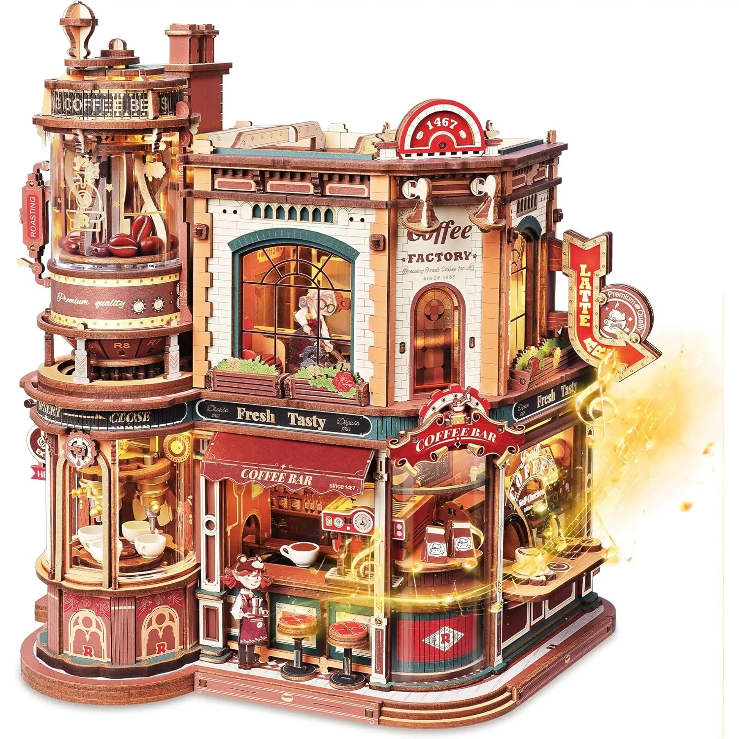 ROKR Dream Coffee Factory,3D Holzpuzzle Erwachsene,EAB02