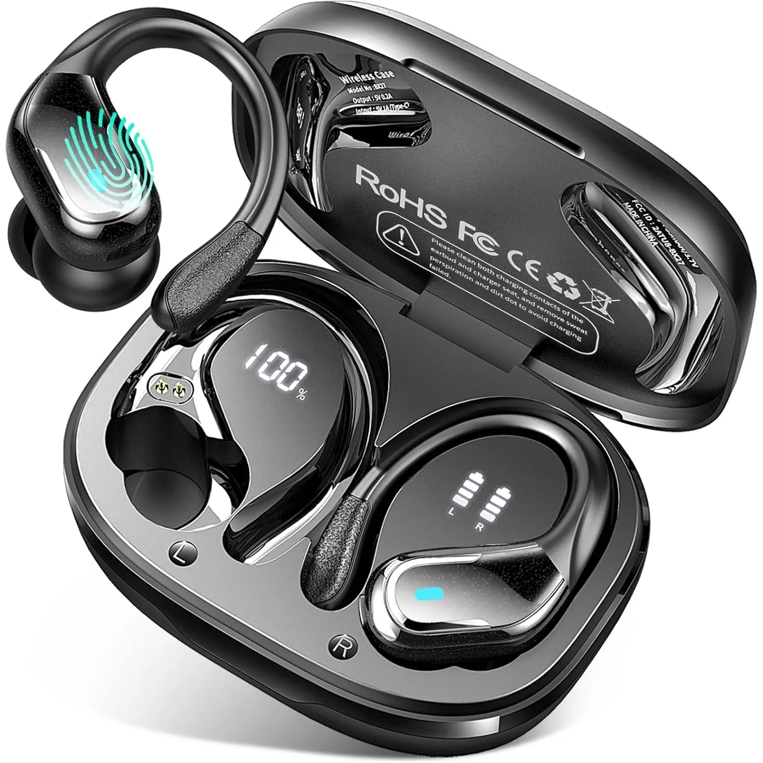 Bluetooth 5.4 Kopfhörer Sport, 75Std Kopfhörer Kabellos Bluetooth in-Ear