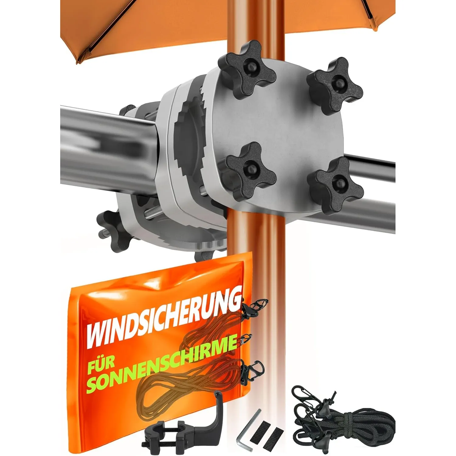 4smile Sonnenschirmhalter Balkongeländer SunnyGuy + Windsicherung für Sonnenschirme - Schirmhalterung Balkongeländer al…