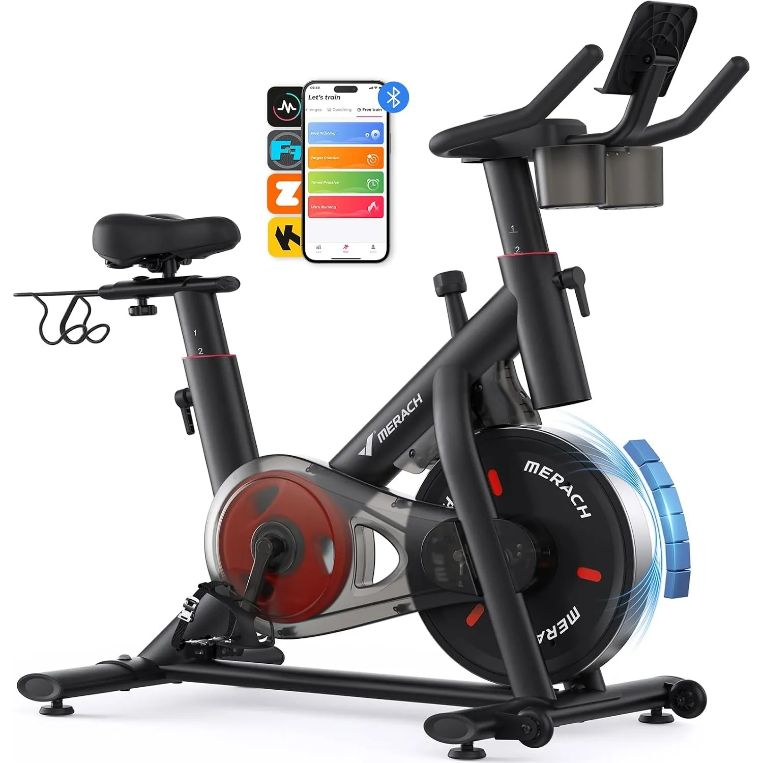 MERACH Heimtrainer Fahrrad mit Verstellbarem Widerstand, Leises Hometrainer Fahrrad mit Verbessertem LED-Monitor, Table…