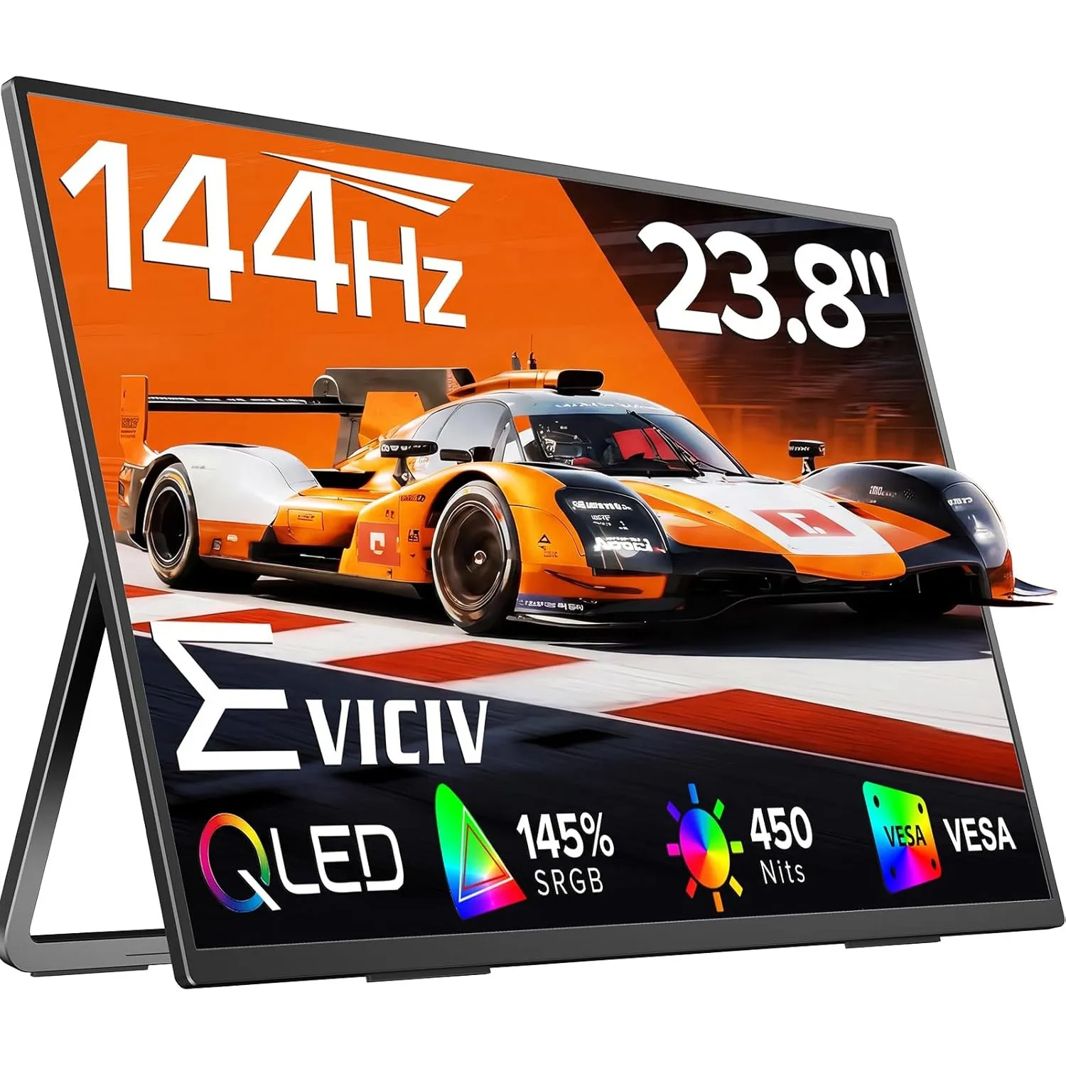 EVICIV Portable Monitor Gaming 23.8" 144Hz QLED 145% SRGB 2000:1 450Nits | FHD 1080P Große Matte Display mit 180° Verst…