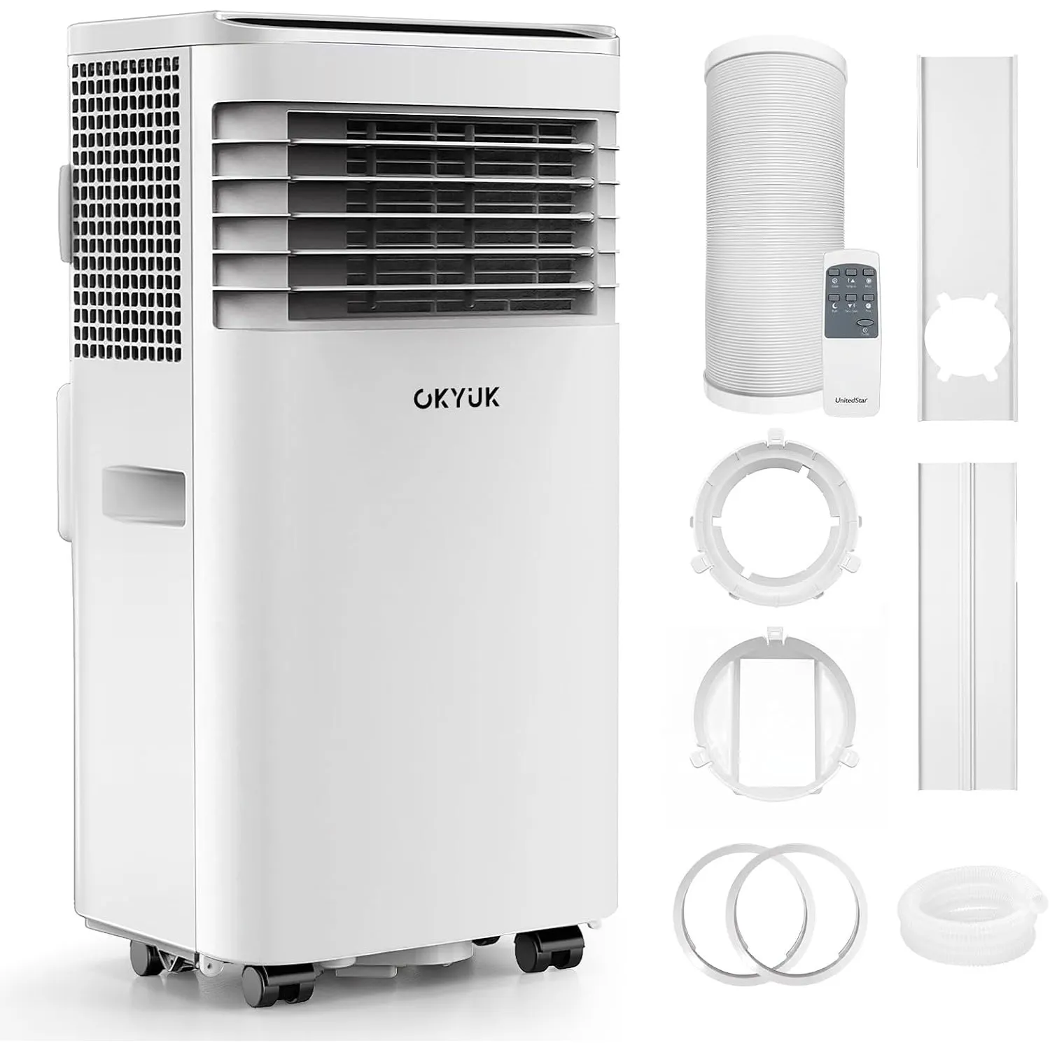 Mobile Klimaanlage 7000 BTU mit Abluftschlauch | 4-in-1 Mobiles Klimagerät | Leiser Betrieb | Digitaldisplay + Fernbedi…