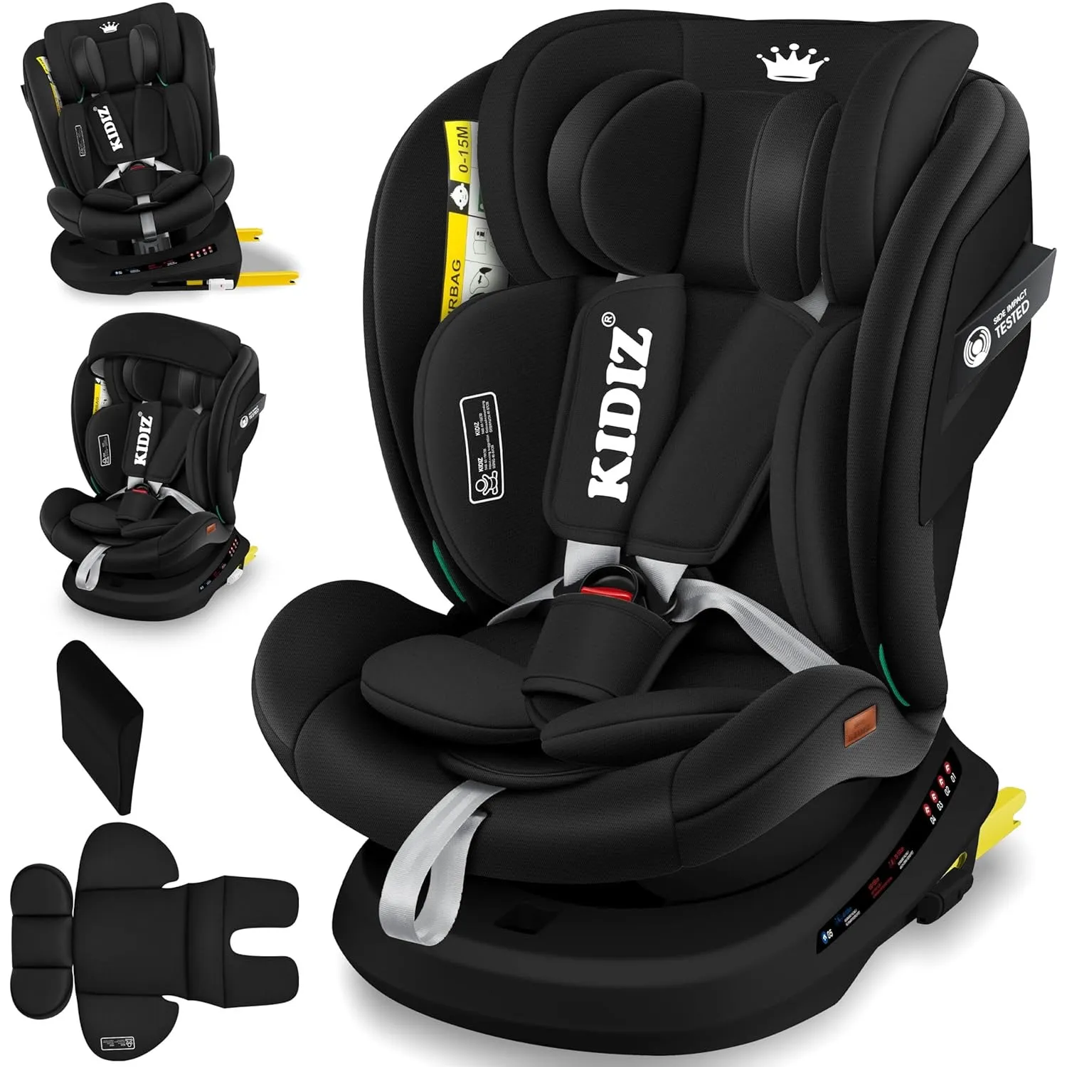 KIDIZ® Autokindersitz mit Isofix i-Size R129 100-150cm bis 12 Jahre, Kinderautositz Gruppe 0/1/2/3, mitwachsender Kinde…