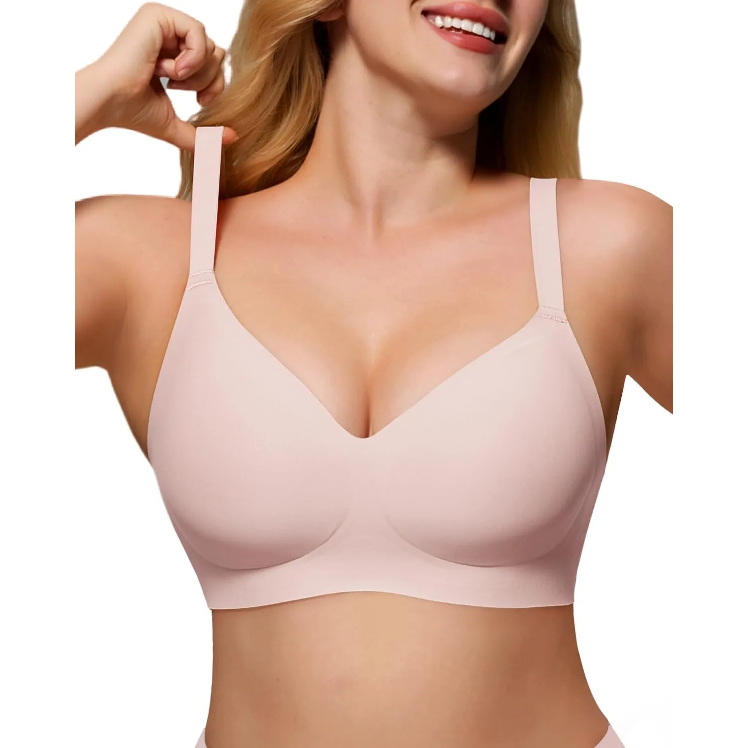 As Fairy Jelly-Strip BH Damen Bügellos Nahtlos, Weicher W-Form Stütze Push Up, U-/Kreuzrücken Wechselbar, V-Ausschnitt …