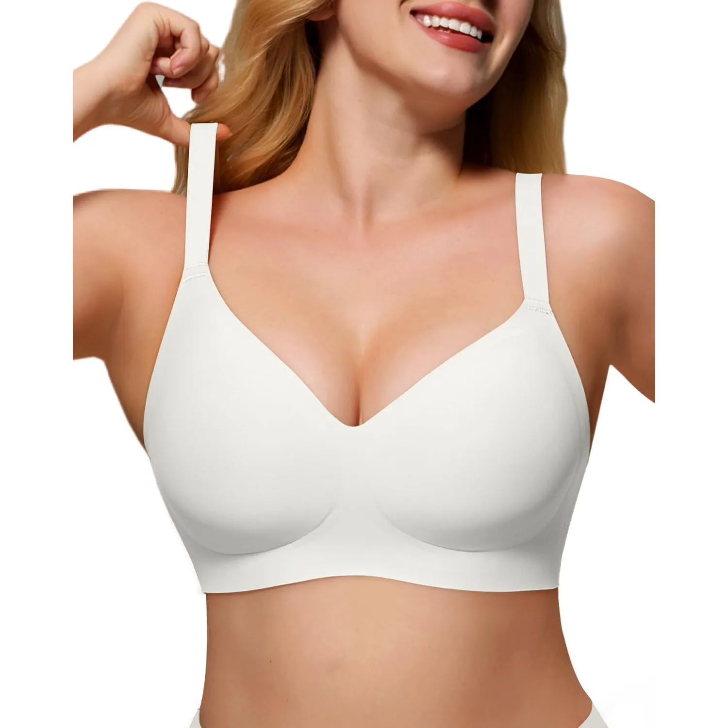 As Fairy Jelly-Strip BH Damen Bügellos Nahtlos, Weicher W-Form Stütze Push Up, U-/Kreuzrücken Wechselbar, V-Ausschnitt …