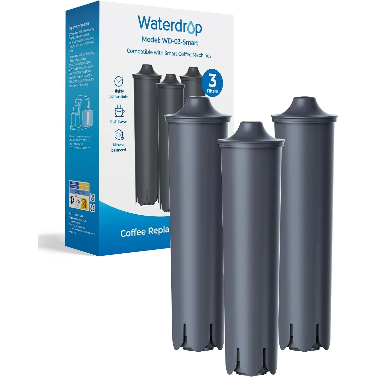 Waterdrop Wasserfilter Kompatibel mit Smart, Smart+, 24233, Jura E8, E6 (3)