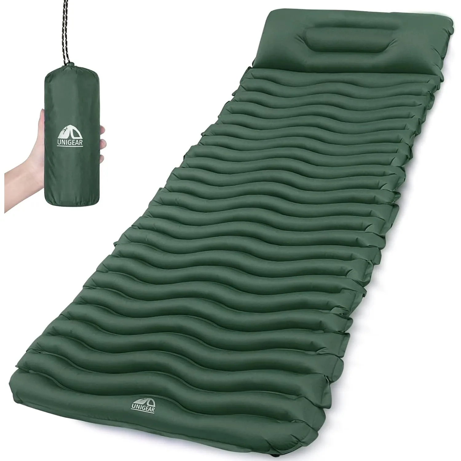 Unigear 500g Isomatte Ultraleicht kleines Packmaß, aufblasbare Luftmatratze | Camping Matratze, Schlafmatte Campingmatt…