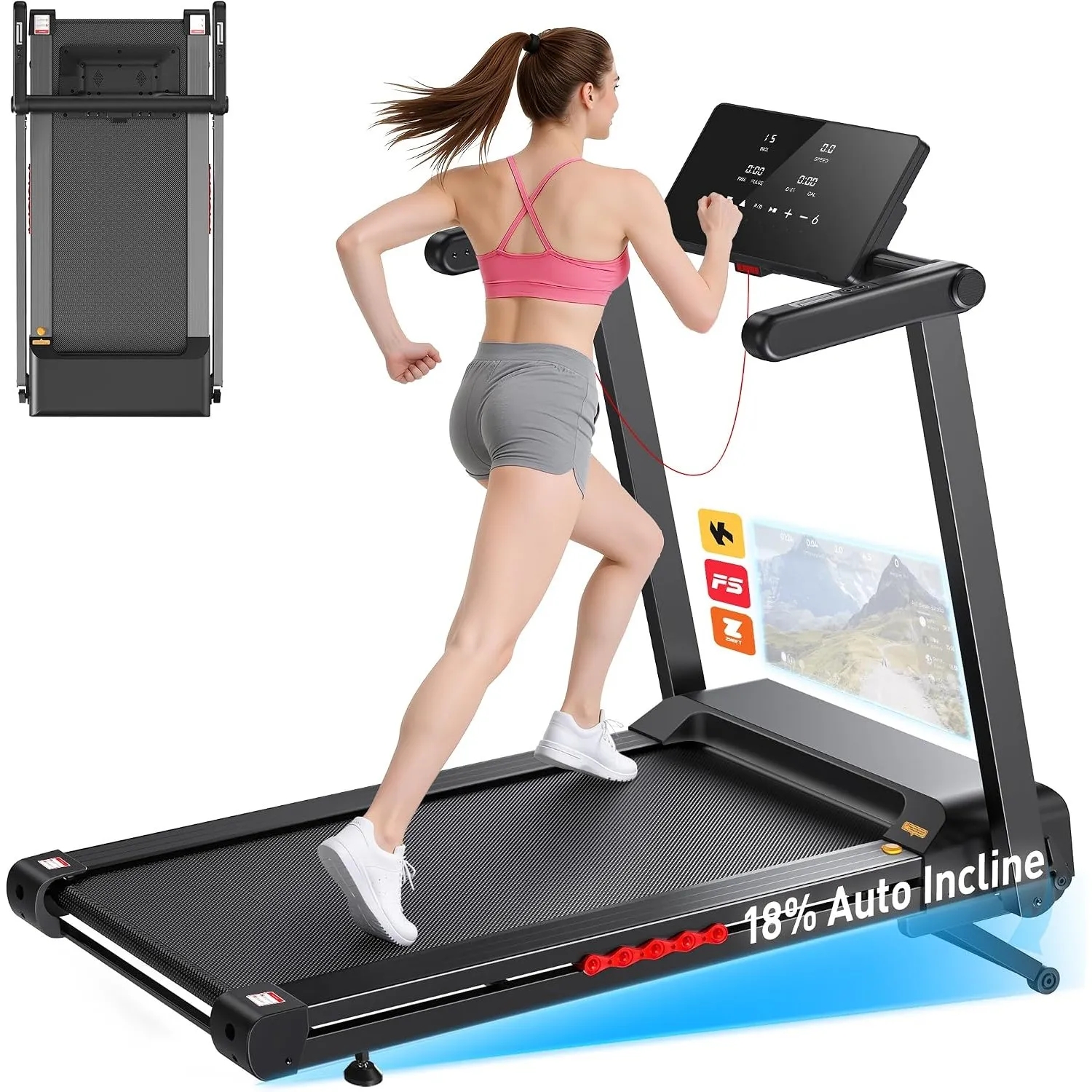 JAGJOG Laufband für Zuhause mit 180 kg Tragkraft und 16 km/h Spitzentempo