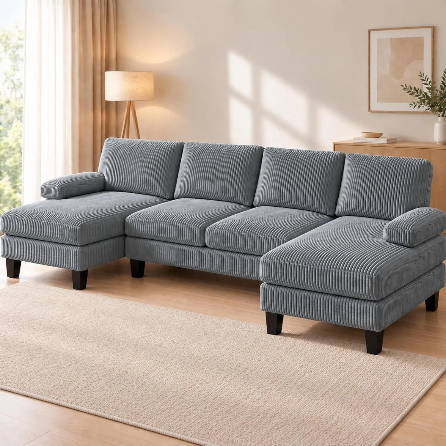 Xbro Sofa U Form, Ecksofa mit Schlaffunktion,Dunkelgrau,270 x 122 x 86 cm