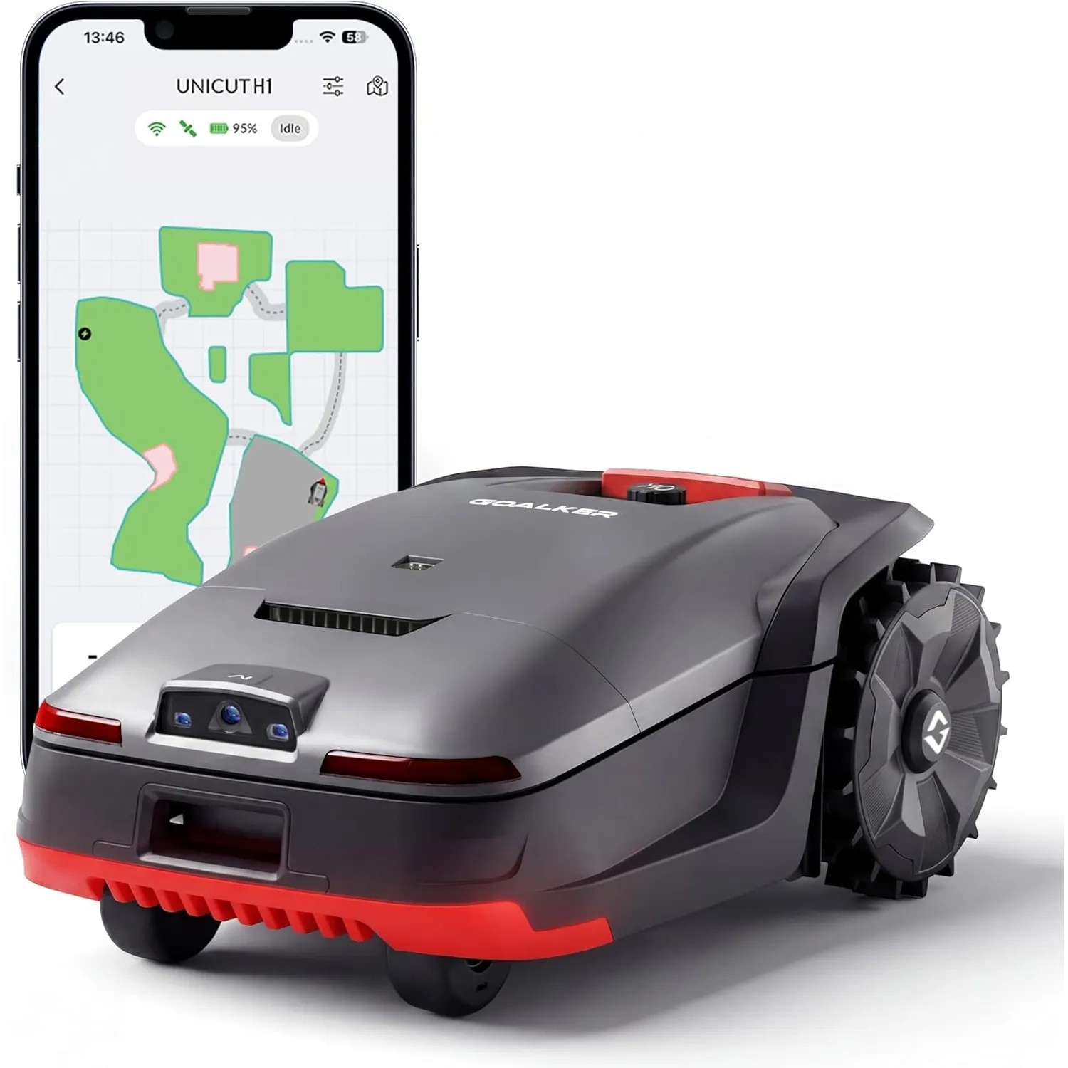 H1 Mähroboter ohne Begrenzungskabel – 5 IN 1: RTK+VSLAM Navigation, Dual LiDAR & KI-Kamera, 2000 m² Fläche, App-Steueru…