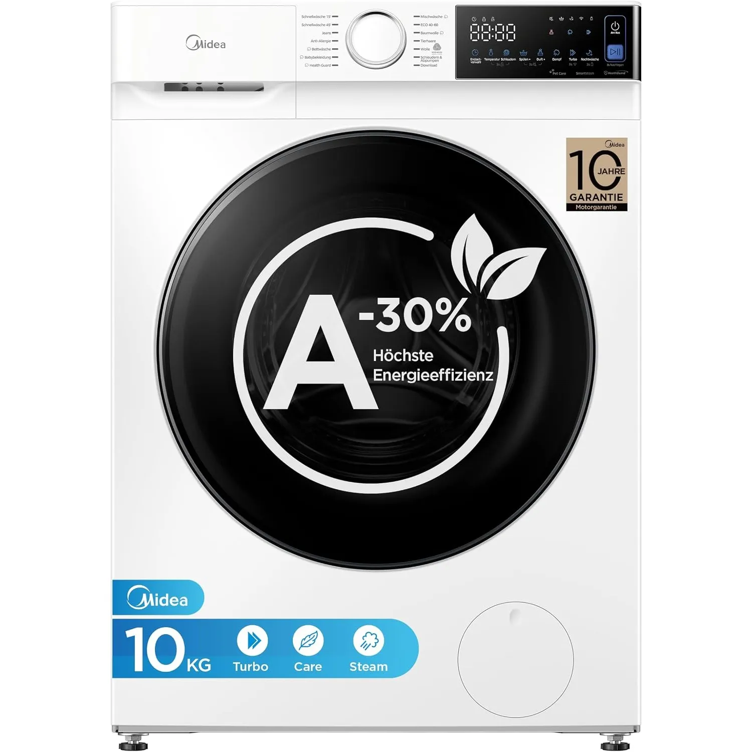 Midea Waschmaschine 10 kg EEK A-30% BLDC Inverter Motor weiß MFV5EW100WBA30