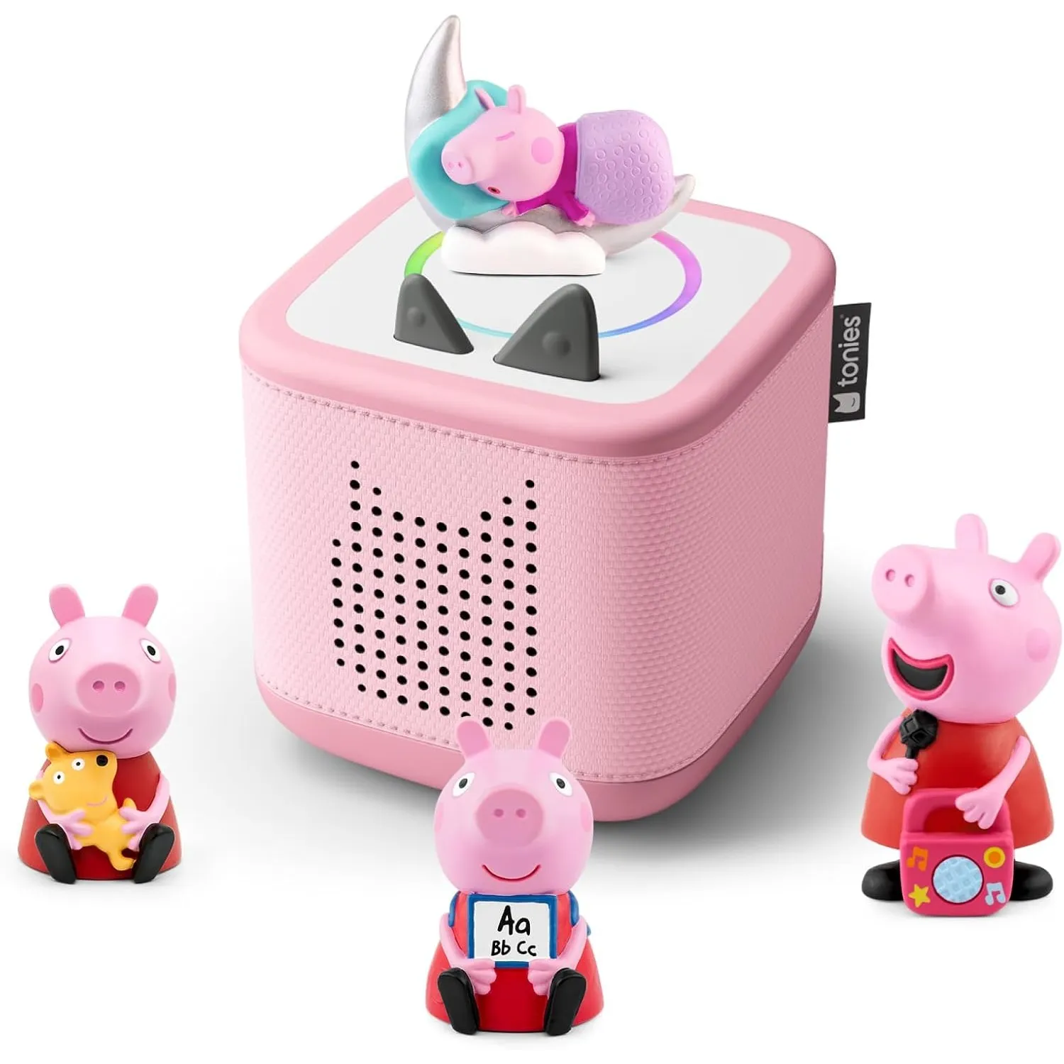 tonies Toniebox 2 Bundle Incl. 4 Peppa Pig Abenteuer und Gute Nacht Geschichten, Pink, Audioplayer für Hörbücher, Liede…