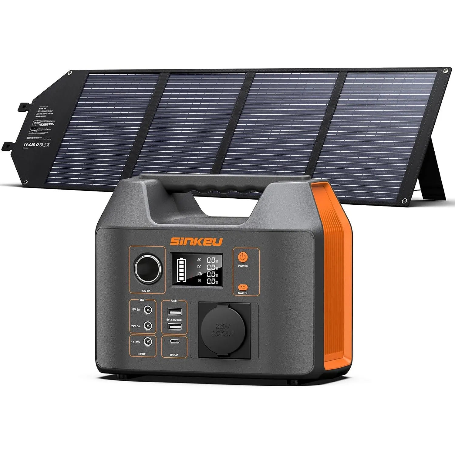 SinKeu 296Wh Tragbare Powerstation mit Solarpanel 100W