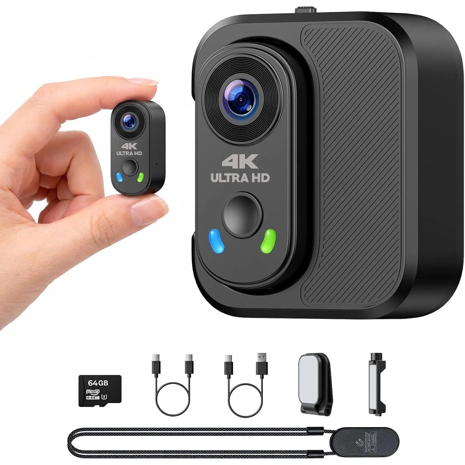 4K Mini Action Cam & Bodycam Körperkamera - 28g Leicht, 6-Achsen EIS Stabilisierung, Magnetisch, 64GB Karte, 1800mAh La…