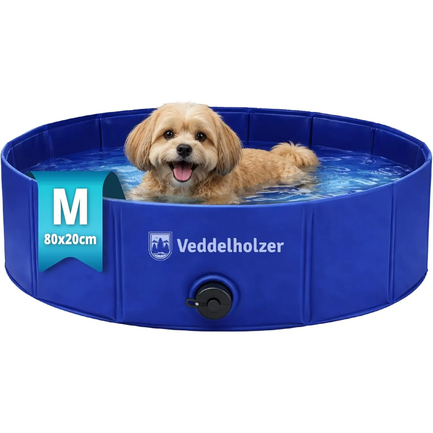 Veddelholzer Faltbarer Hundepool (M) 80 x 20 cm rutschfest – Robuster Hunde Swimmingpool platzsparend & stabil, ideal f…