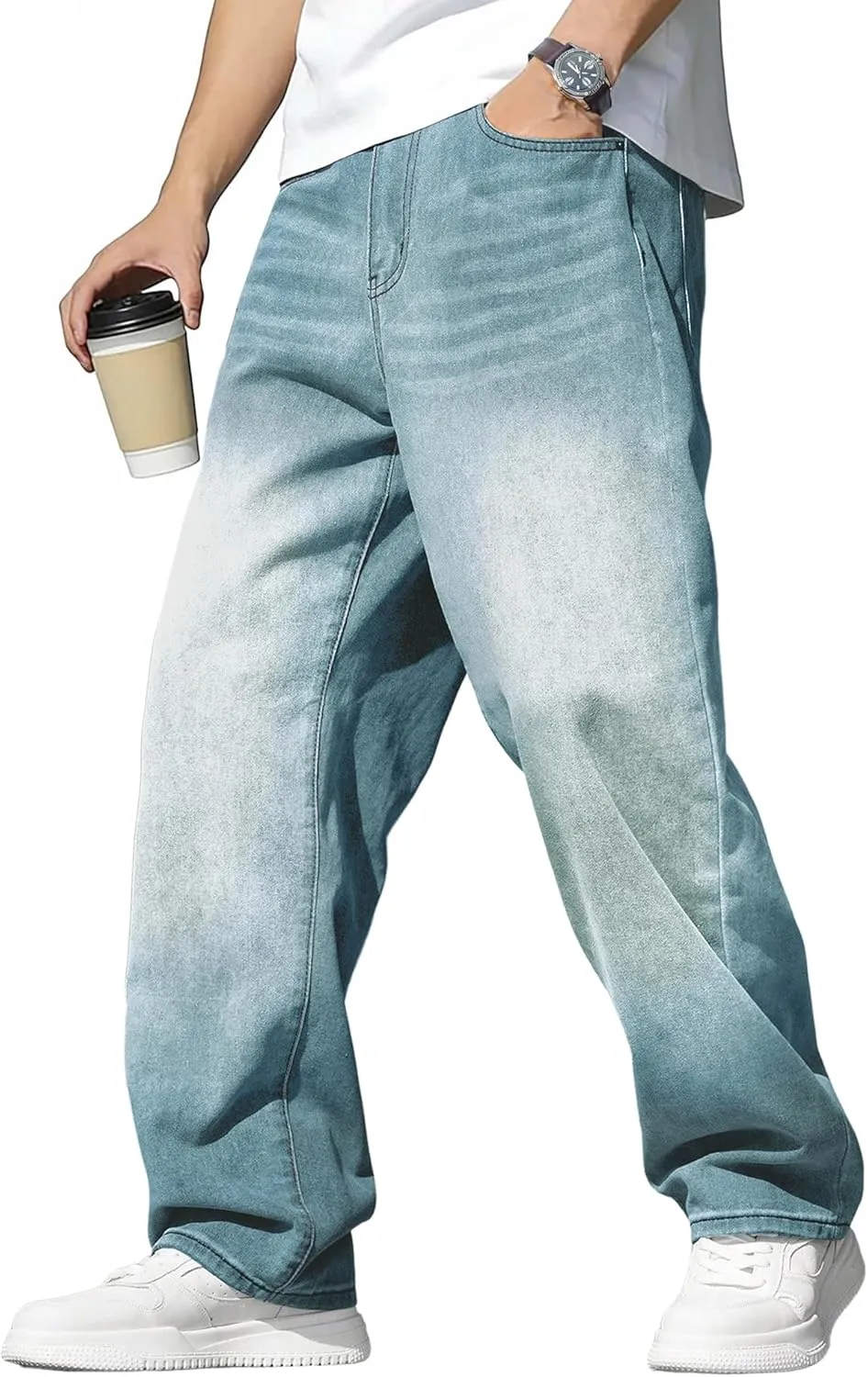 JMIERR Jeans Herren Baggy Weite Jeans Hose Herren Stretch Vintage Y2K Hip Hop Denim Hosen Loose Fit Streetwear Freizeit…