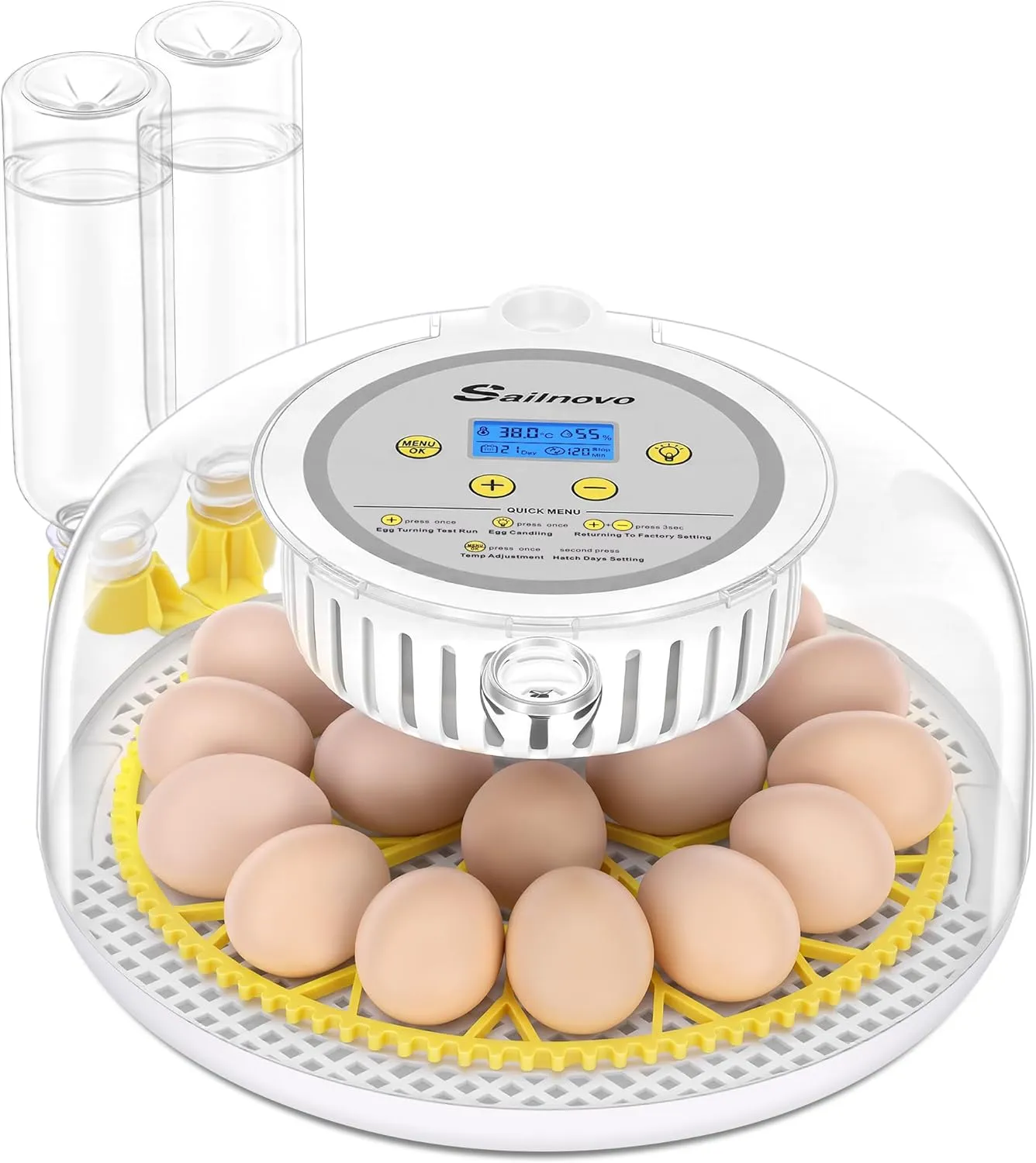 Sailnovo 18 Eggs Incubator Fully Automatic Chicken Incubator with Automatic Water Supply, Moisture Level, Automatic Tur…