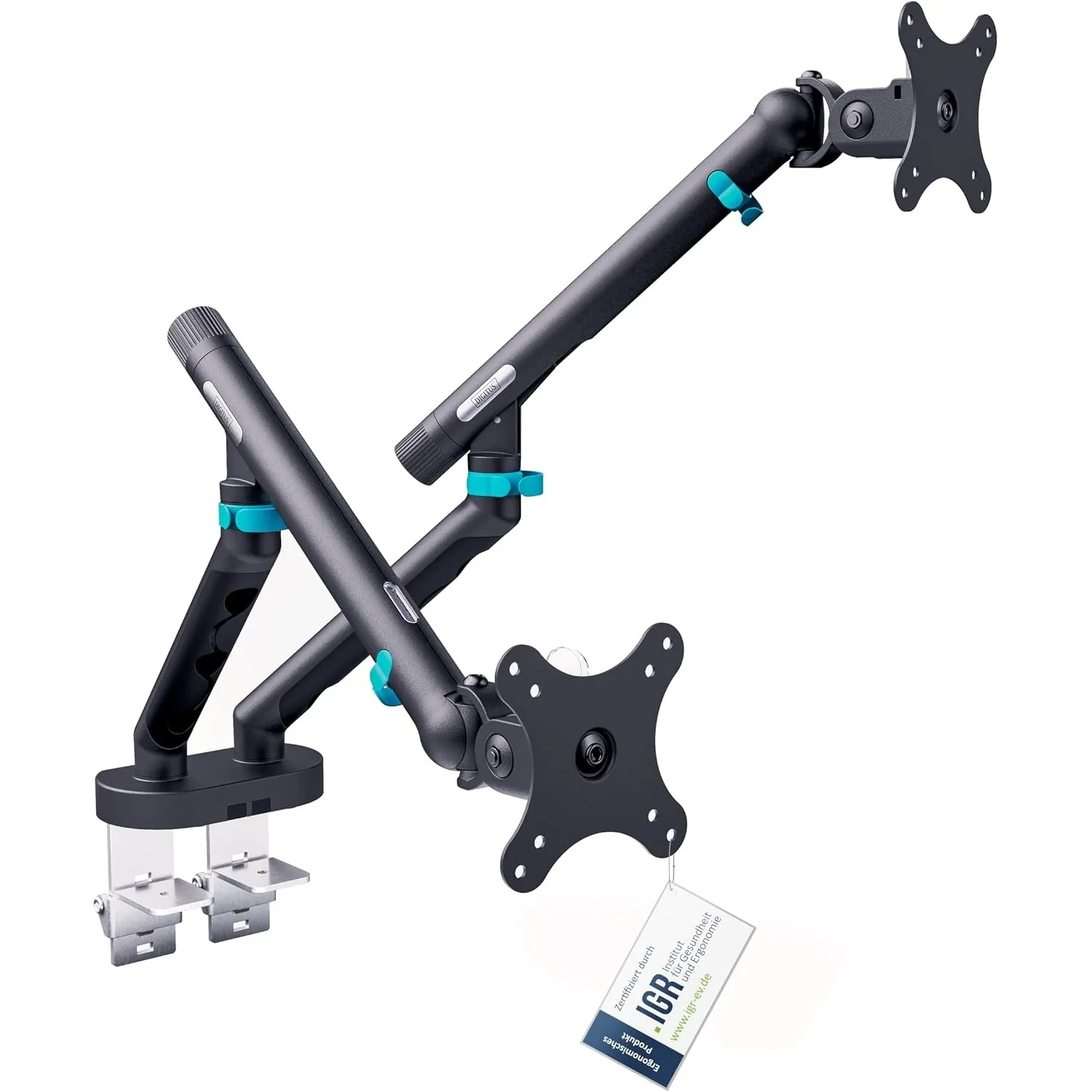 DIGITUS Monitor Halterung 2 Monitore – bis 35 Zoll – mechanische Feder