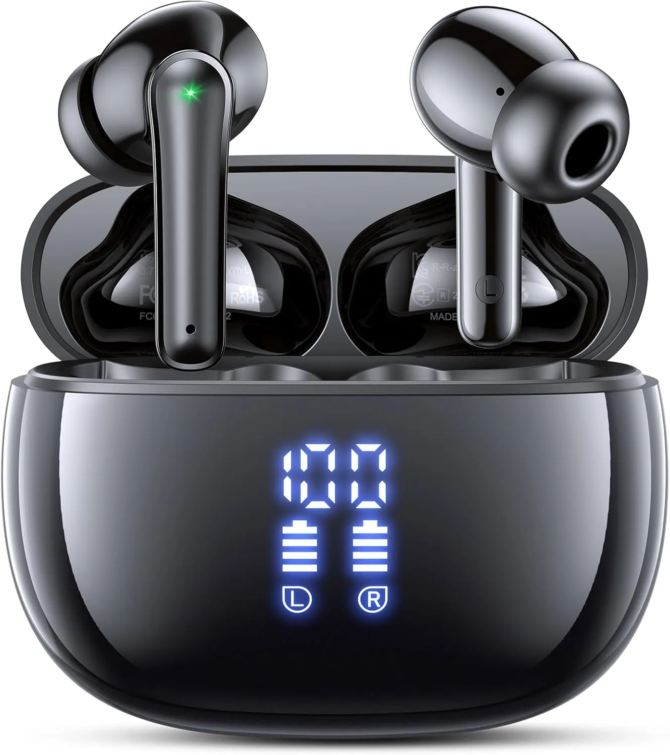ZIUTY Bluetooth 5.3 Headphones Wireless, In-Ear Bluetooth Headphones with 4 ENC Microphones, 48 Hours Playtime, LED Dis…