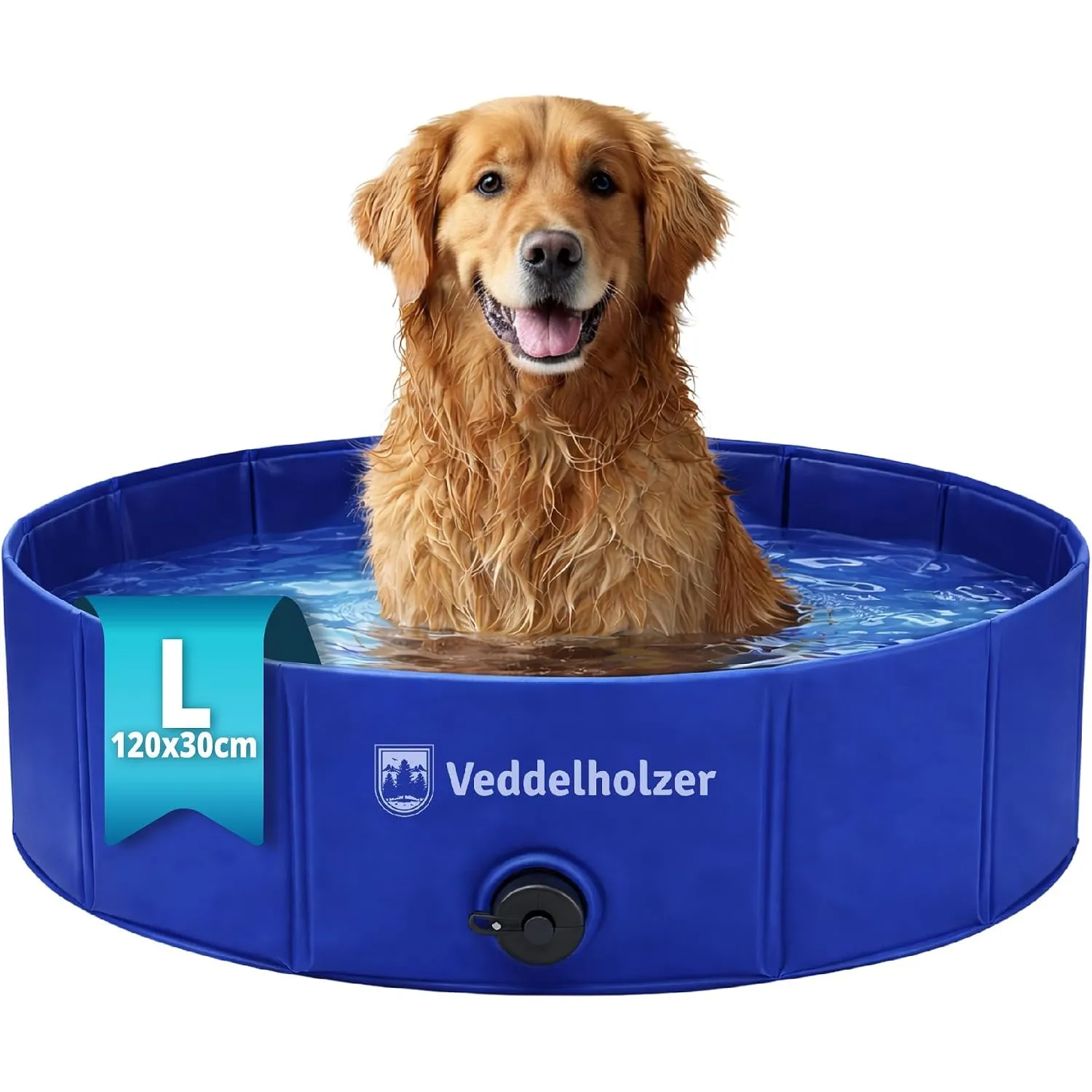 Veddelholzer Faltbarer Hundepool (L) 120 x 30 cm rutschfest – Robuster Hunde Swimmingpool platzsparend & stabil, ideal …