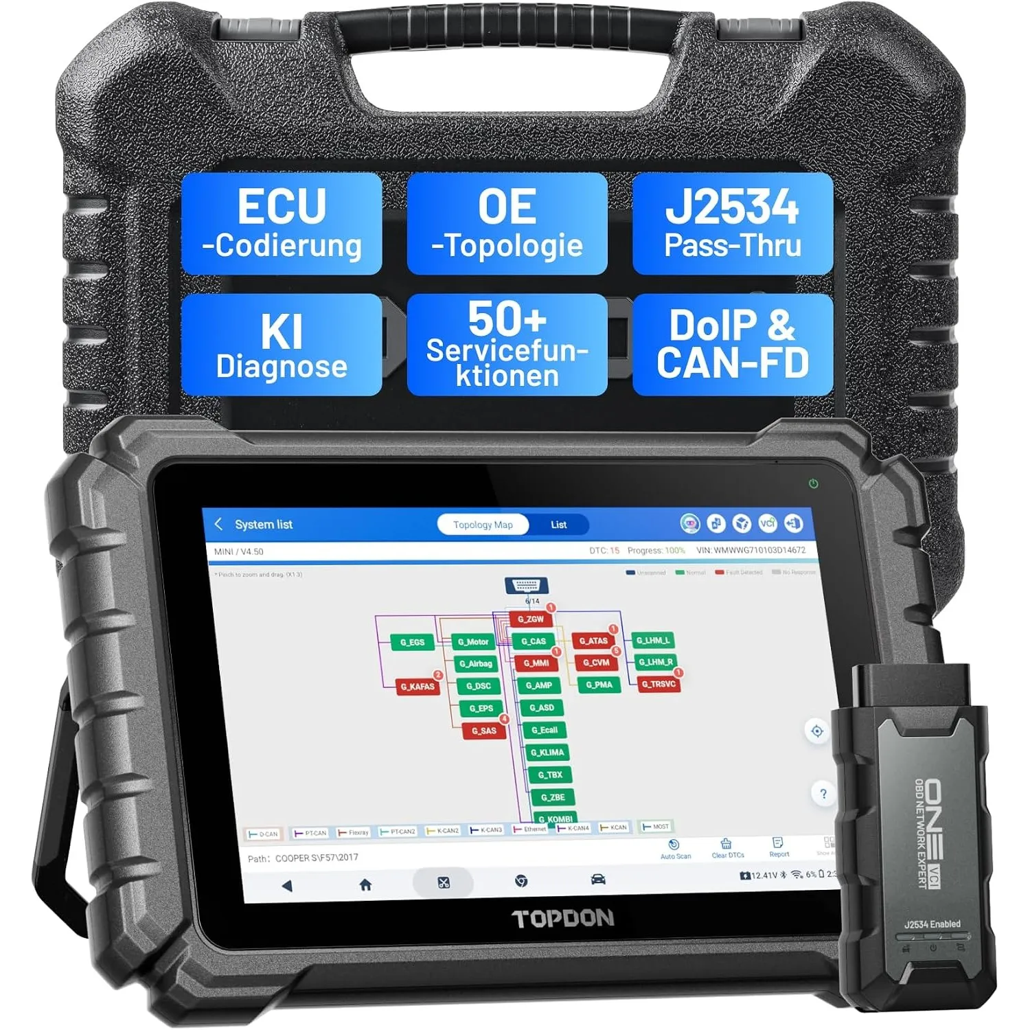 TOPDON ONE 10,1" bidirektionaler OBD2 Diagnosegerät mit ECU-Codierung