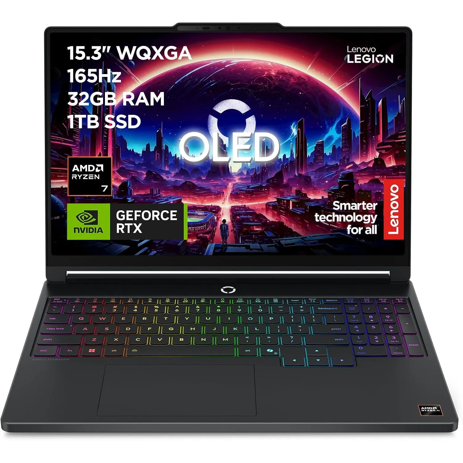 Lenovo Legion 5 Gaming AI Laptop | 15.3" WQXGA OLED 165Hz Display | AMD Ryzen 7 250 | 32GB RAM | 1TB SSD | NVIDIA GeFor…