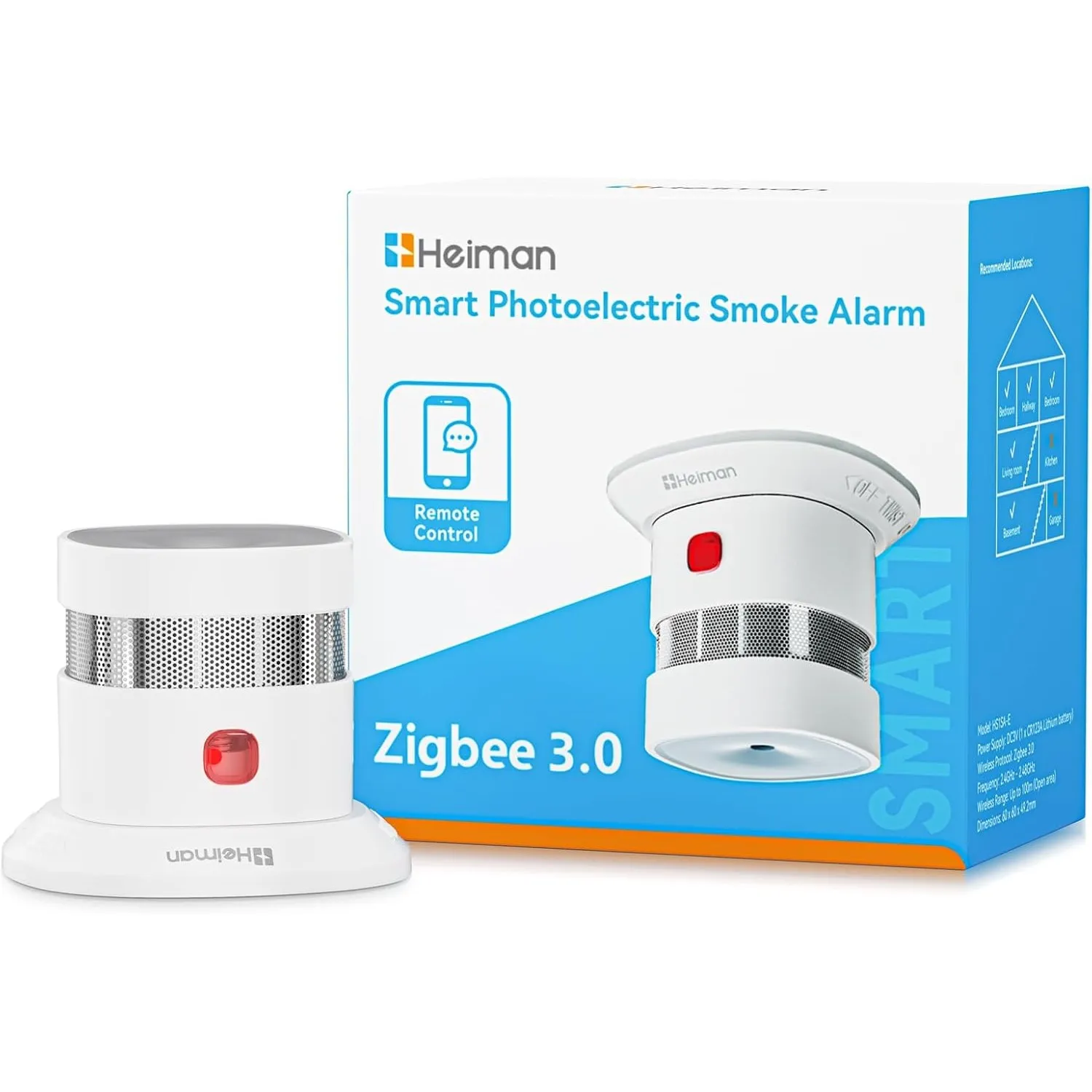 Heiman Smart Rauchmelder HS1SA-E Plus, Rauchwarnmelder erfordert Zigbee 3.0 Hub, DBI RoHS Zertifiziert, Feuermelder mit…