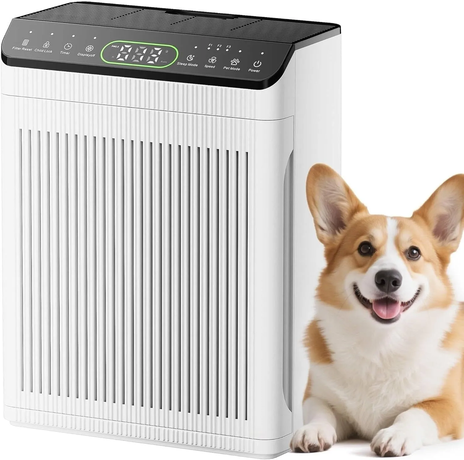 Luftreiniger Allergiker, CADR 420m³/h, 200㎡, Air Purifier für Raucherzimmer gegen Rauch, Staub, Pollen, PM2.5 Anzeige, …
