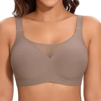 Jiuday BH Damen ohne Bügel Große Brüste Starker Halt Soft Jelly Bra Bügelloser Push Up Seitenträger BH Nahtloser Bequem…